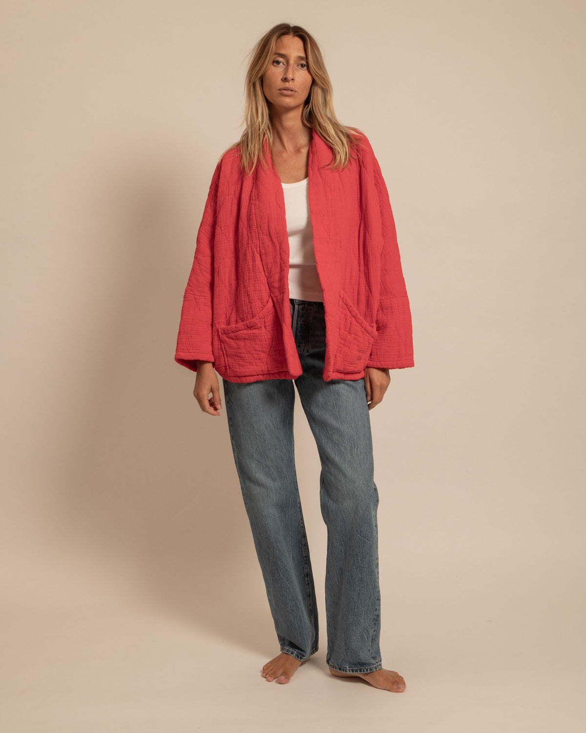 CHICAGO1 KIMONO VEST PLAIN GRENAT