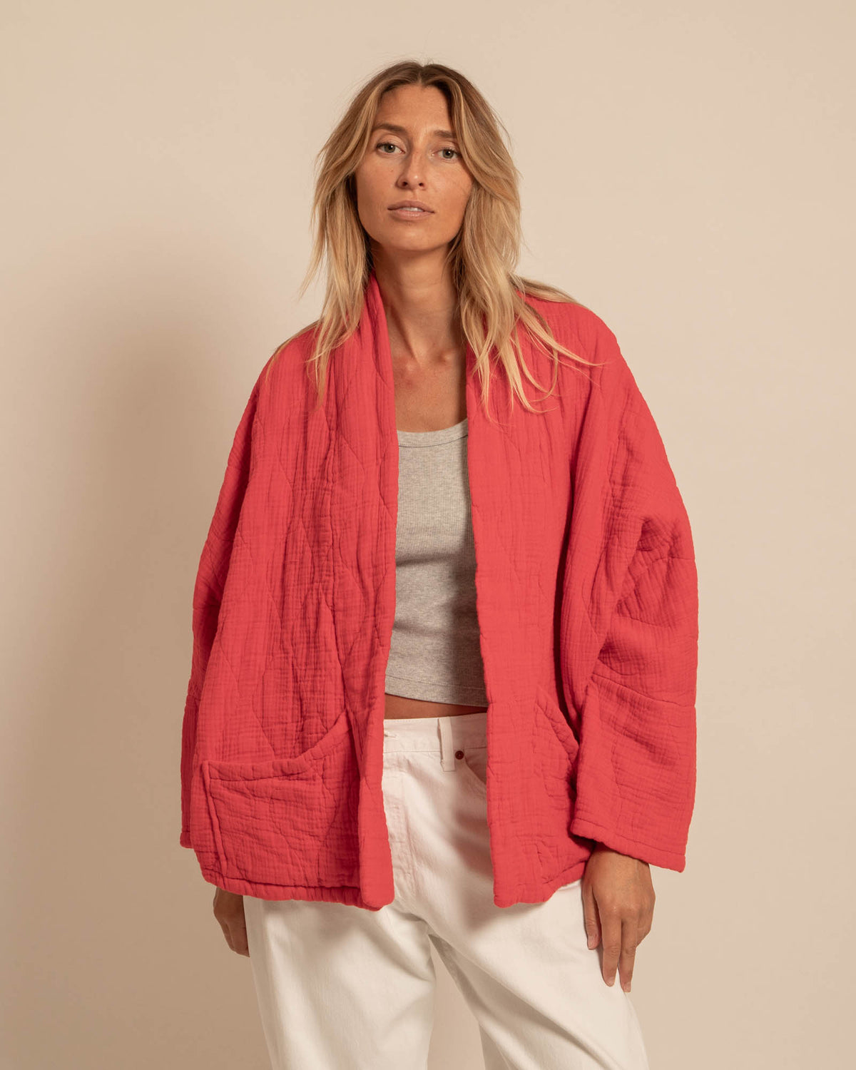 CHICAGO1 KIMONO VEST PLAIN GRENAT
