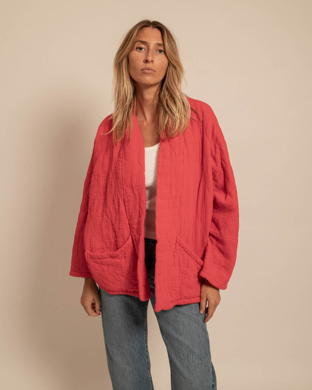 CHICAGO1 KIMONO VEST PLAIN GRENAT