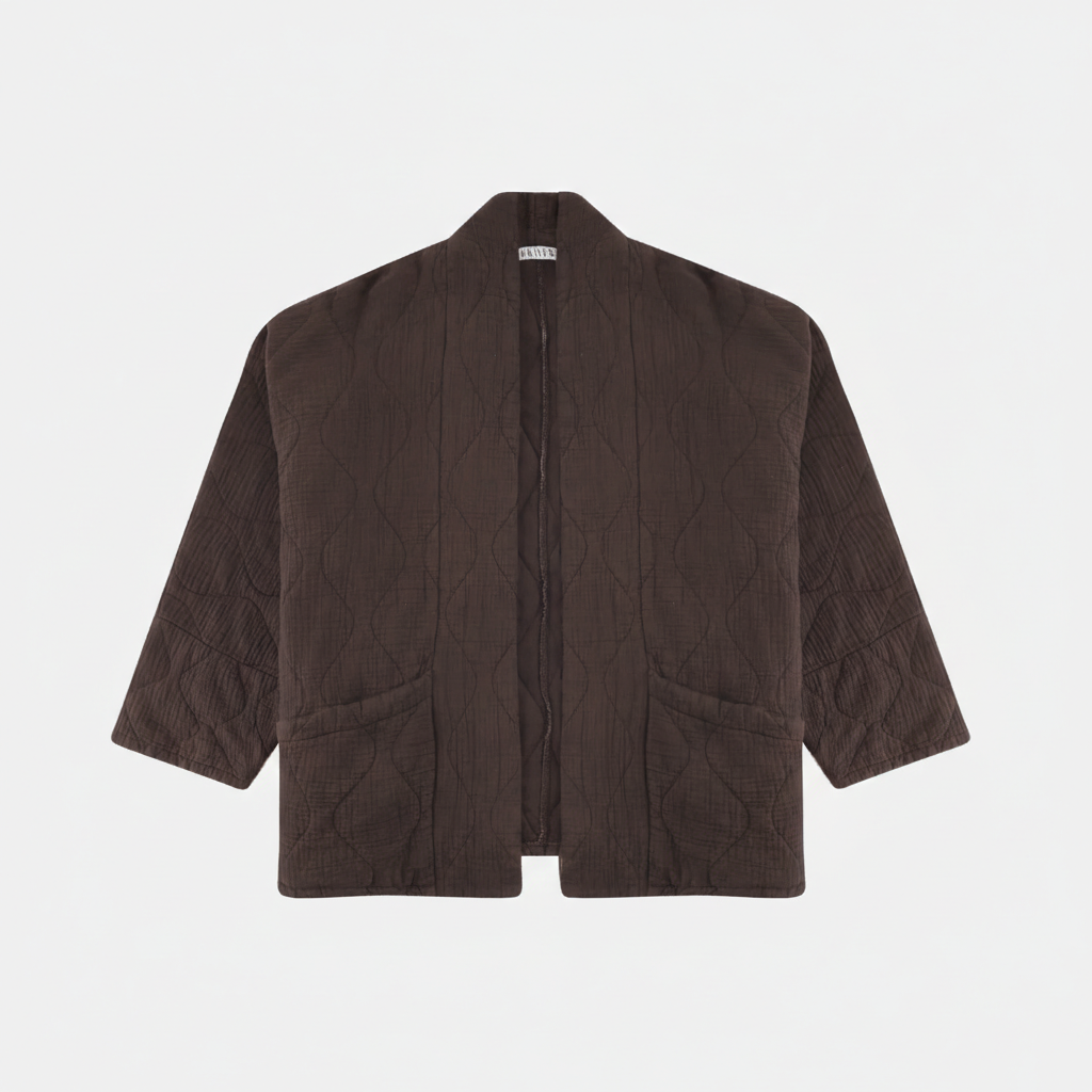 CHICAGO1 KIMONO VEST PLAIN CHOCOLATE