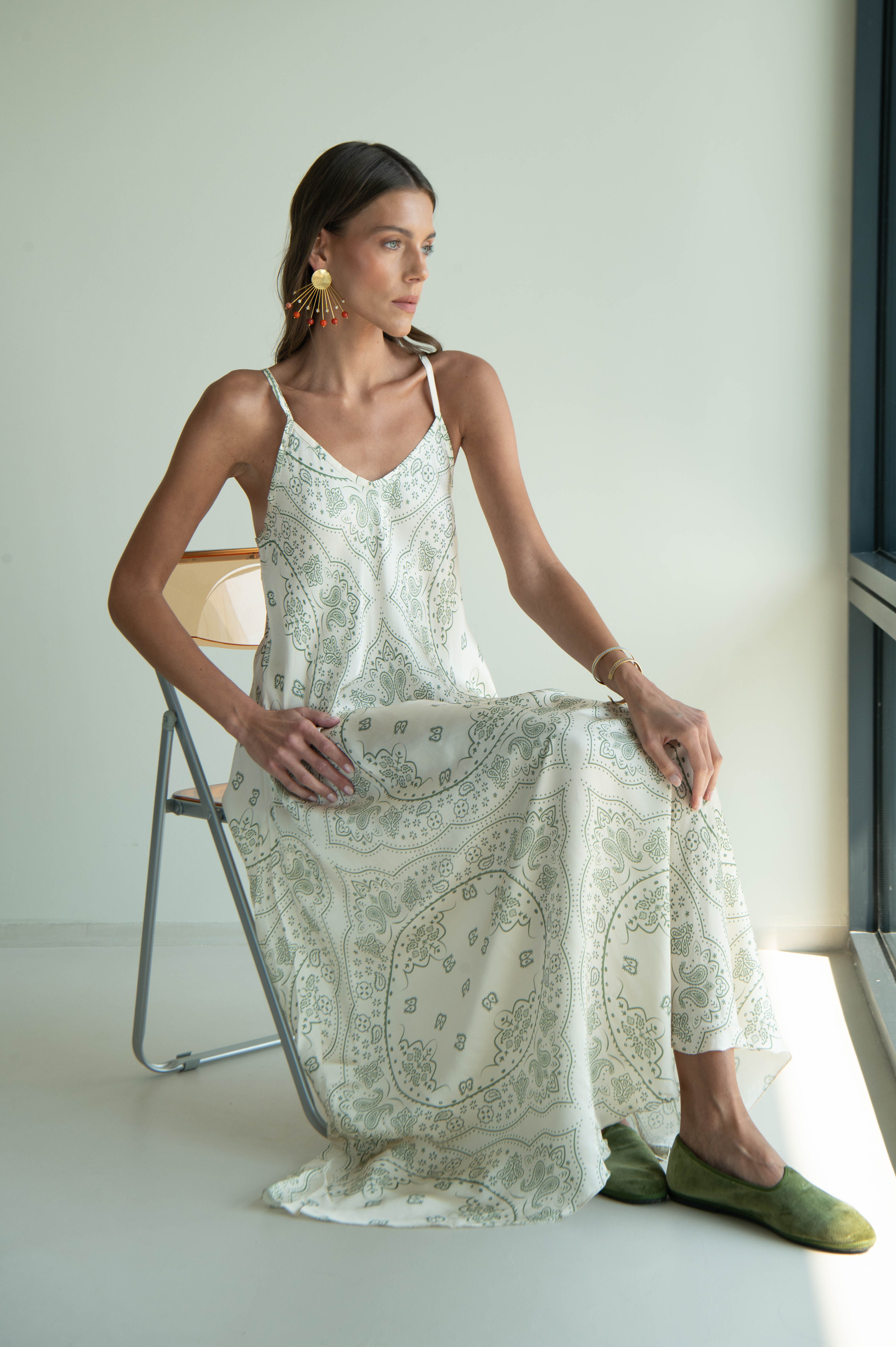 BUFFALO2 DRESS BANDANA PRINT CREAM