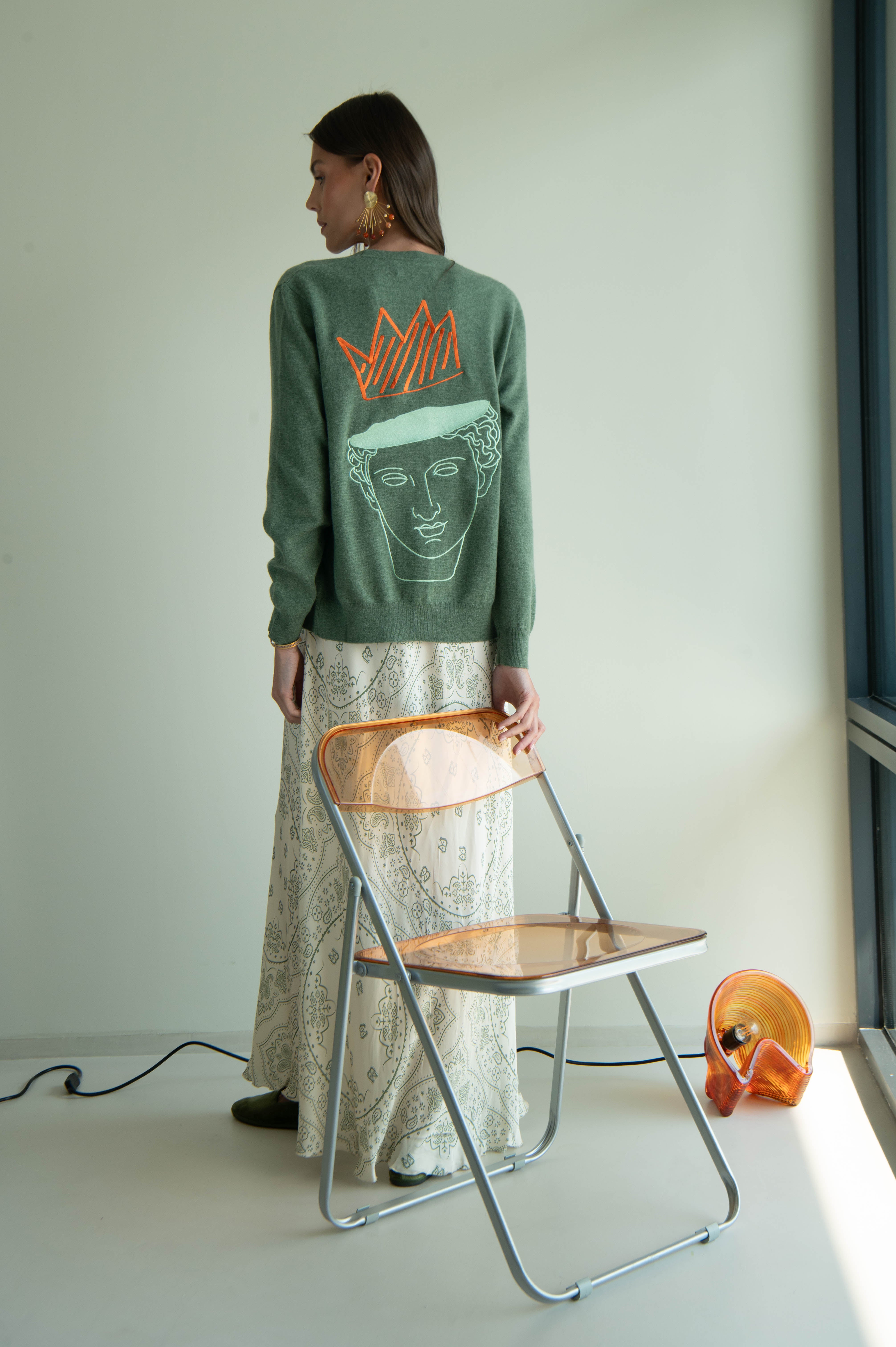 UNISEX MEGA CROWN CARDIGAN KHAKI