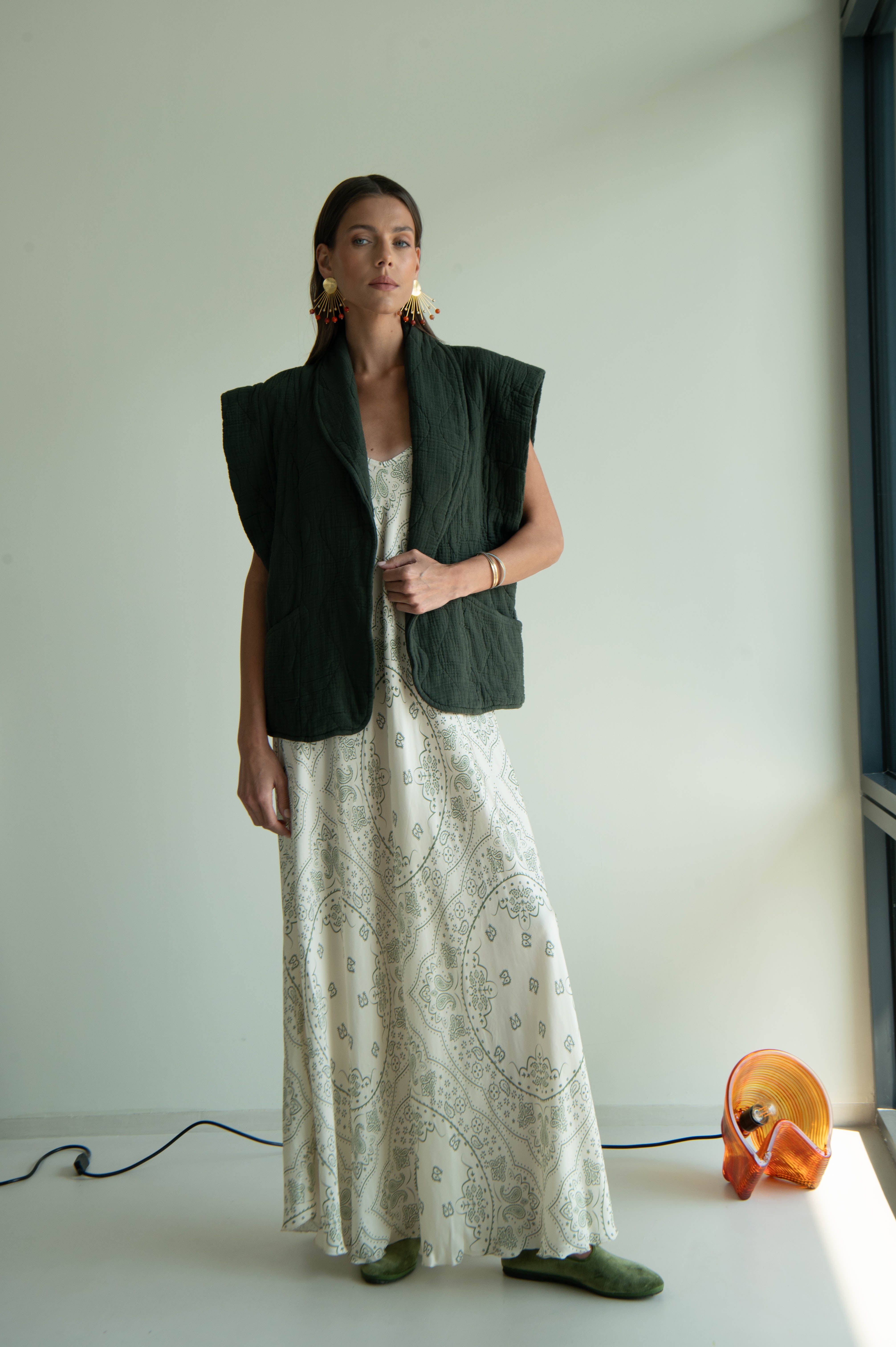 BUFFALO2 DRESS BANDANA PRINT CREAM