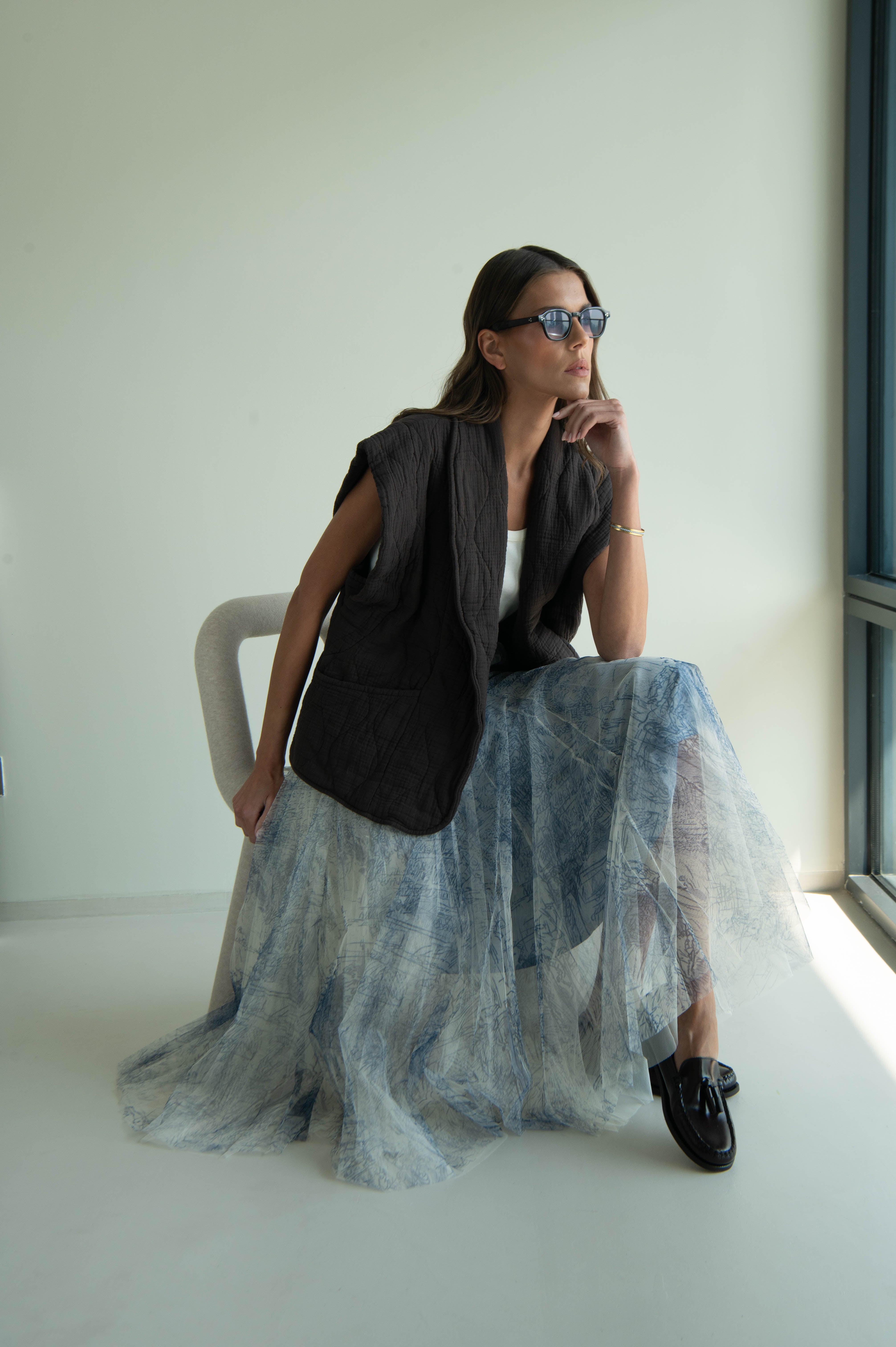 BROOKLYN1 SLEVELESS VEST PLAIN CHOCOLATE