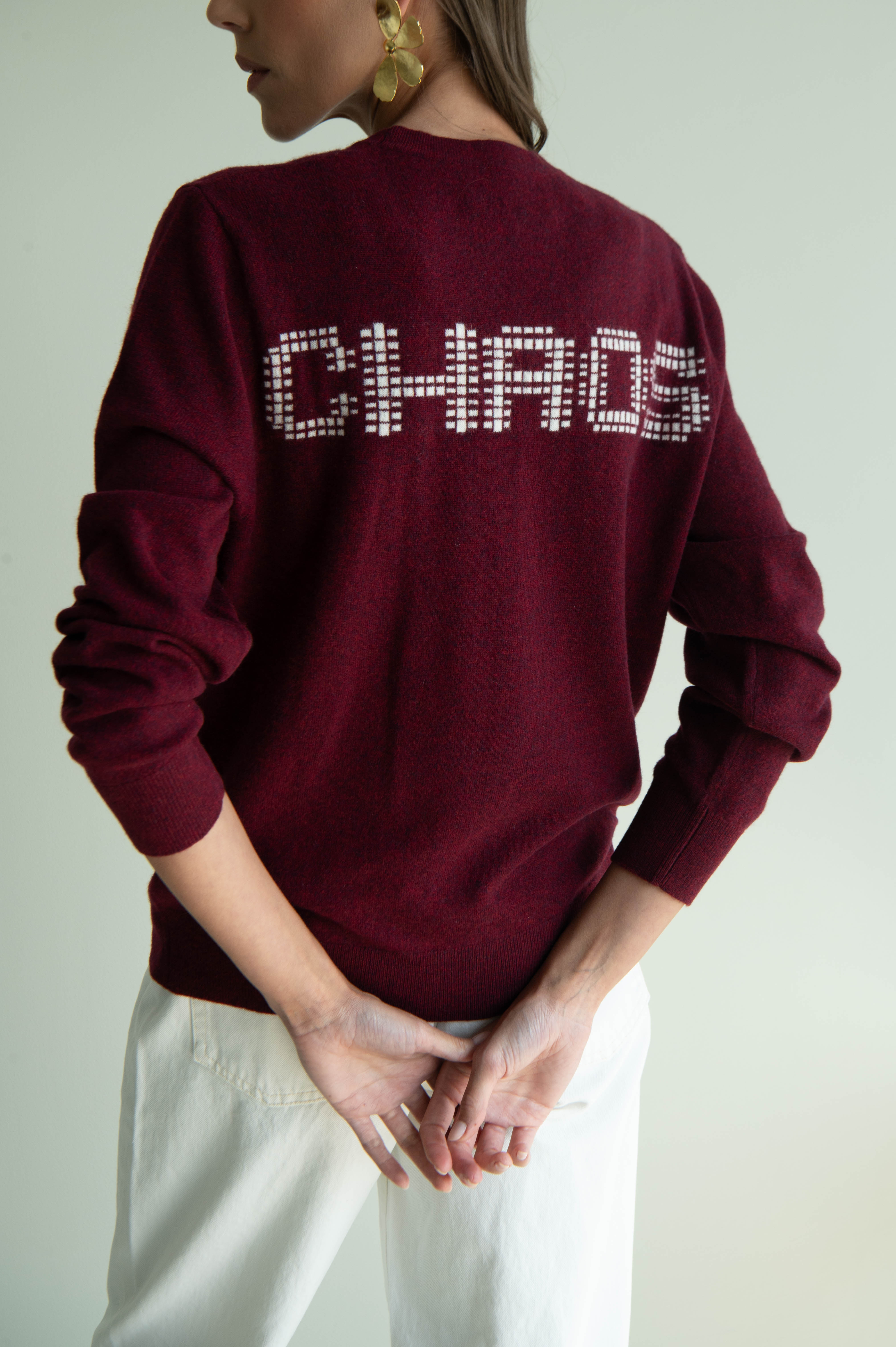UNISEX CHAOS JAQUARD CARDIGAN BURGUNDY