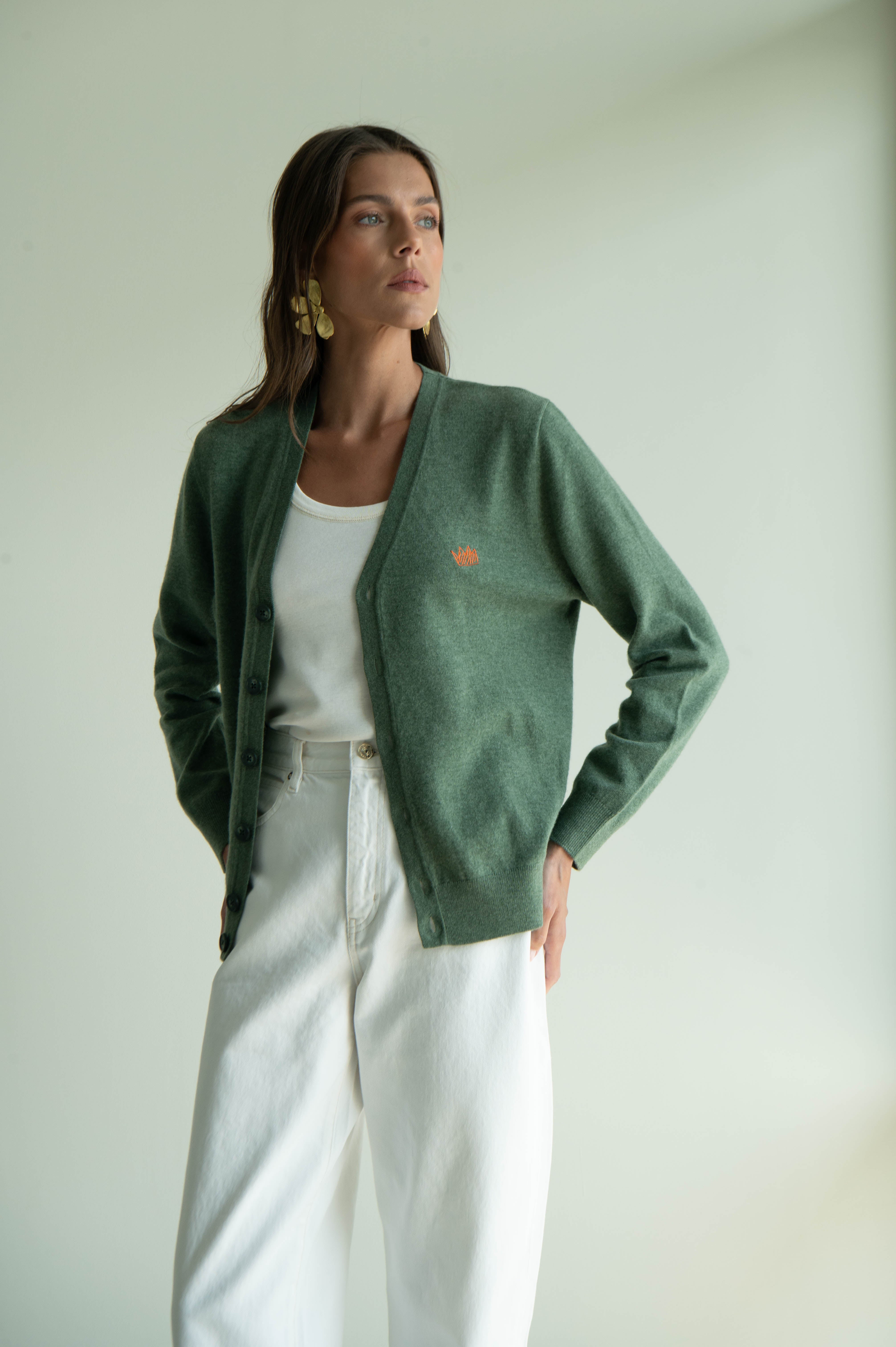 UNISEX MEGA CROWN CARDIGAN KHAKI