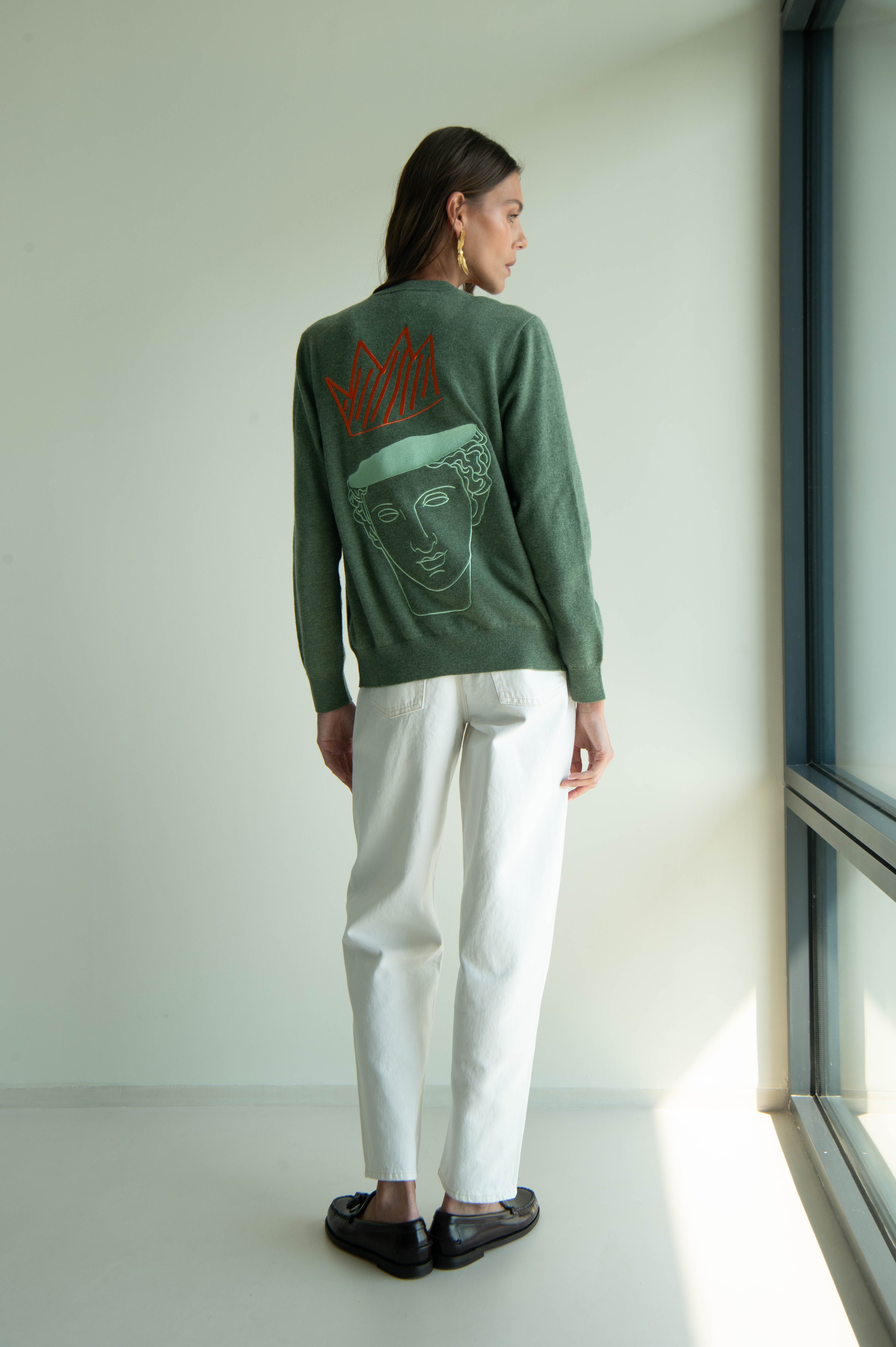 UNISEX MEGA CROWN CARDIGAN KHAKI