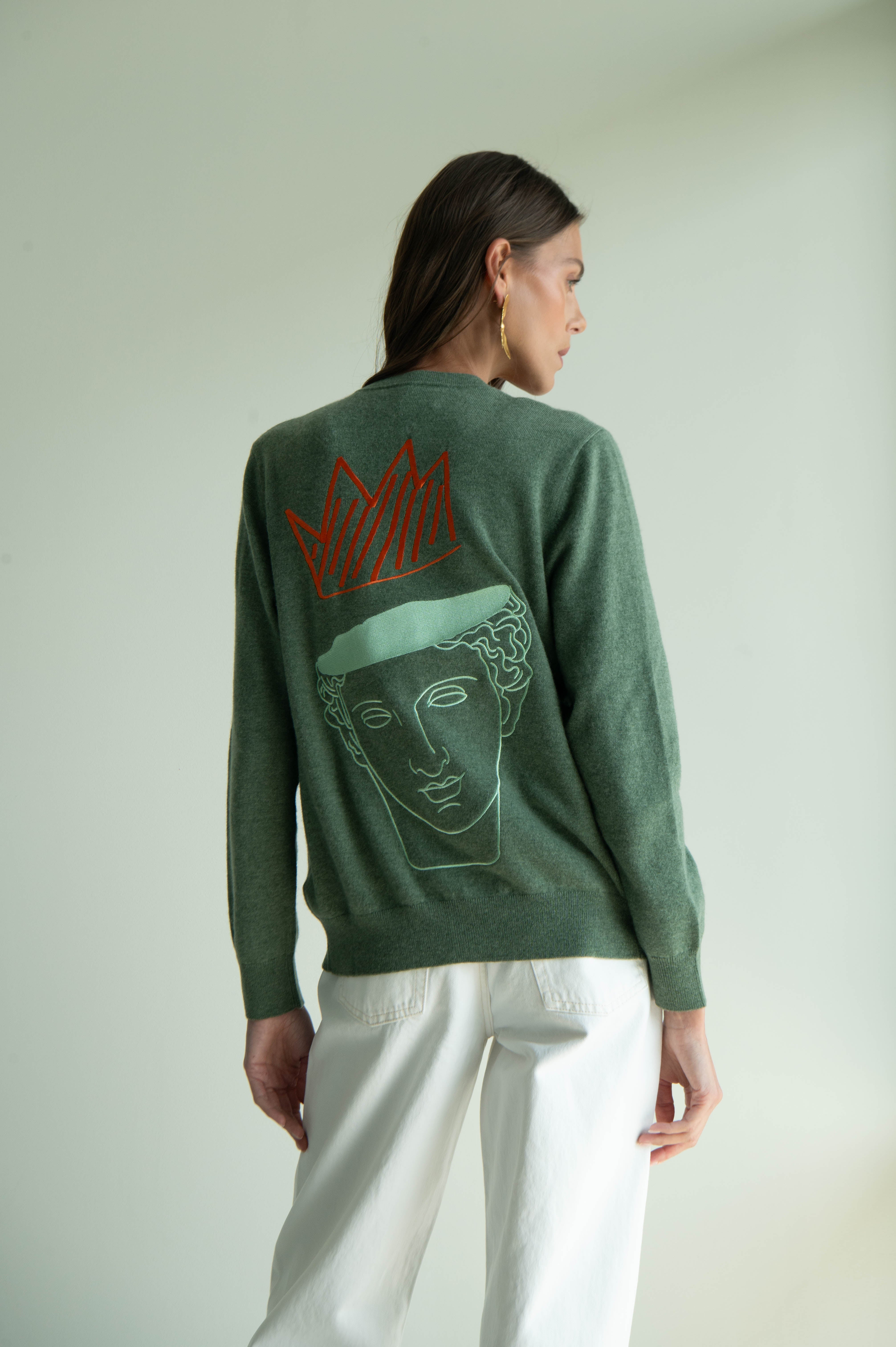 UNISEX MEGA CROWN CARDIGAN KHAKI