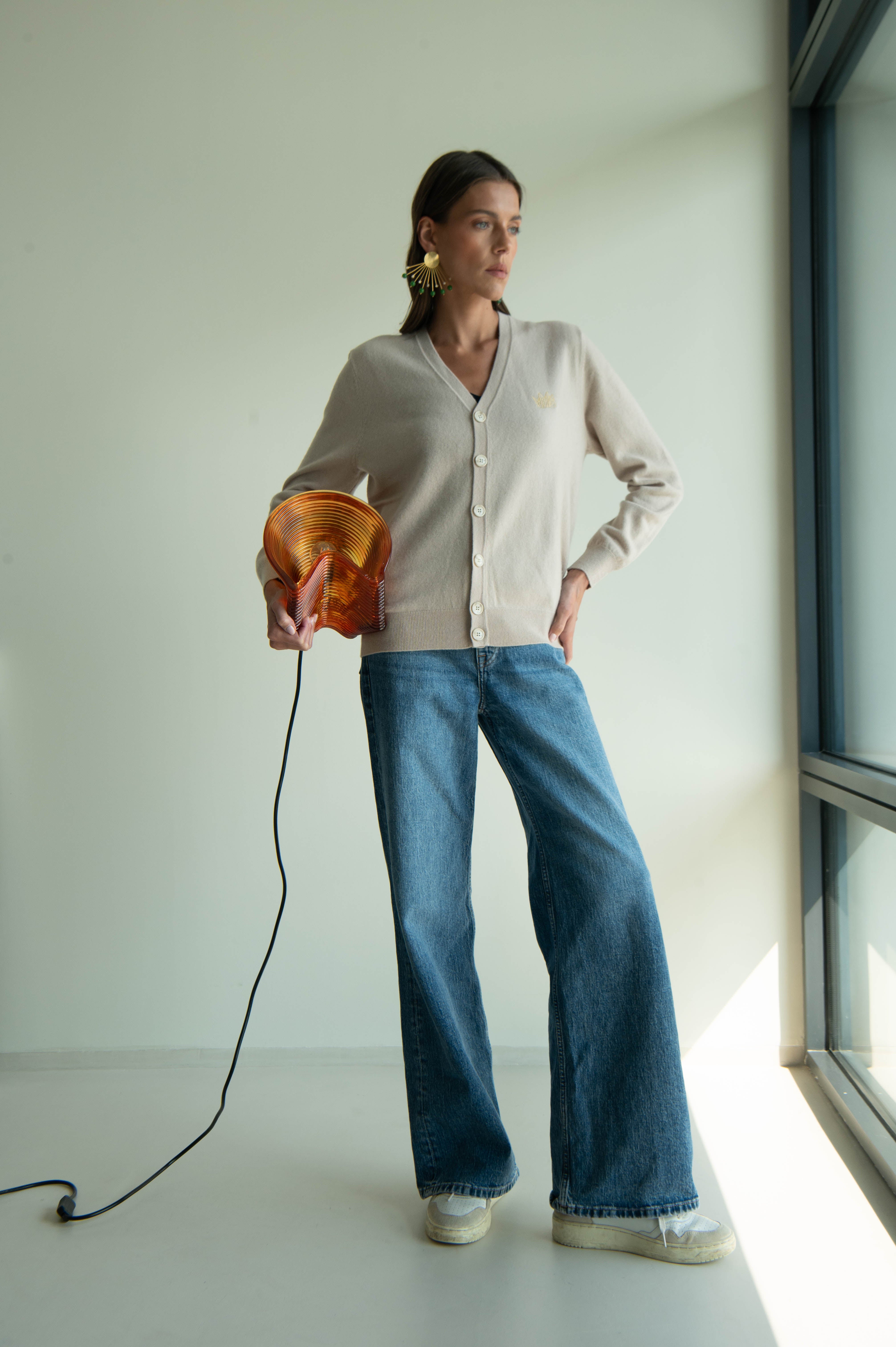 UNISEX MINI CROWN CARDIGAN BEIGE