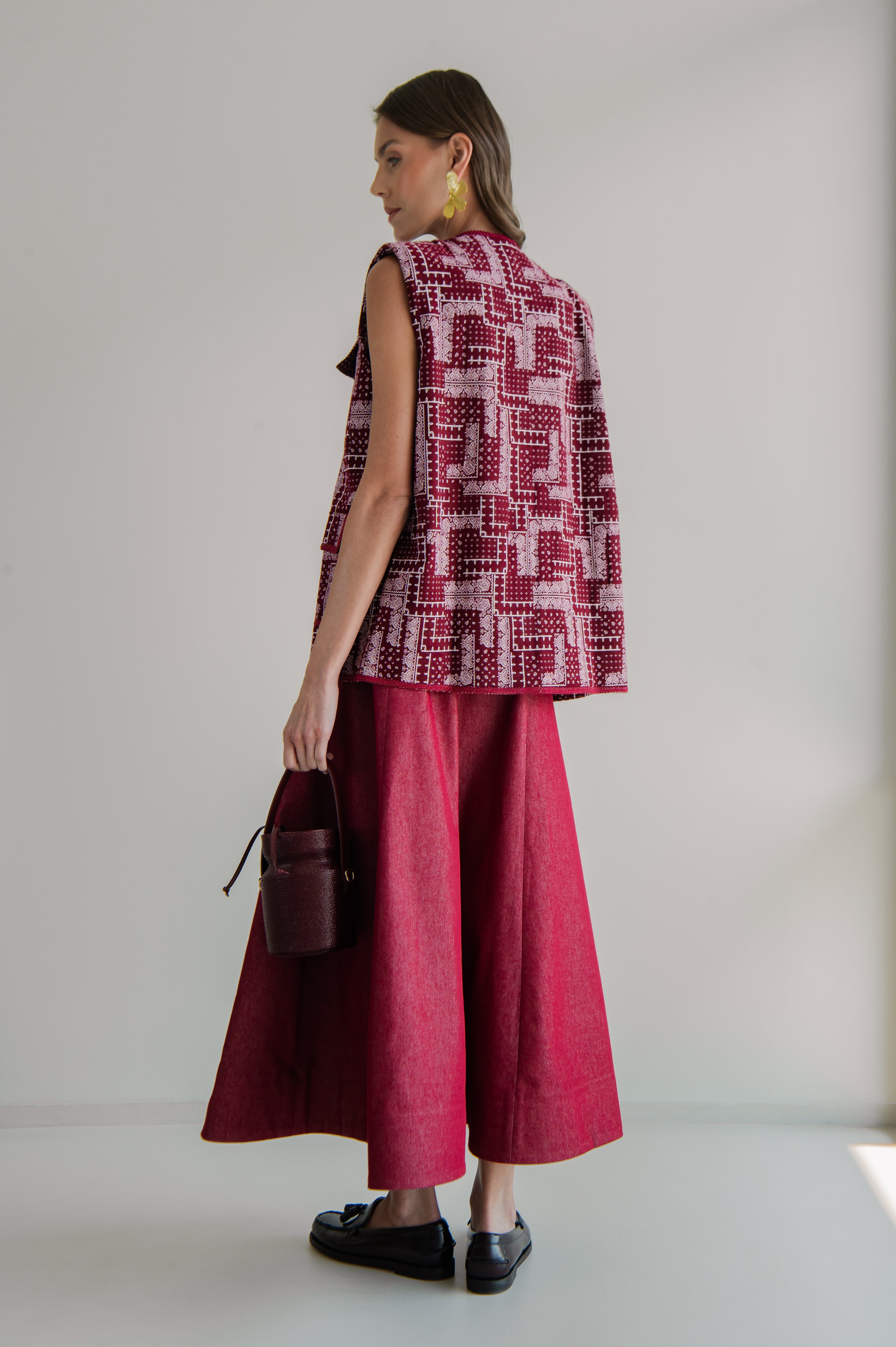 MIA DEEP RED DENIM SKIRT