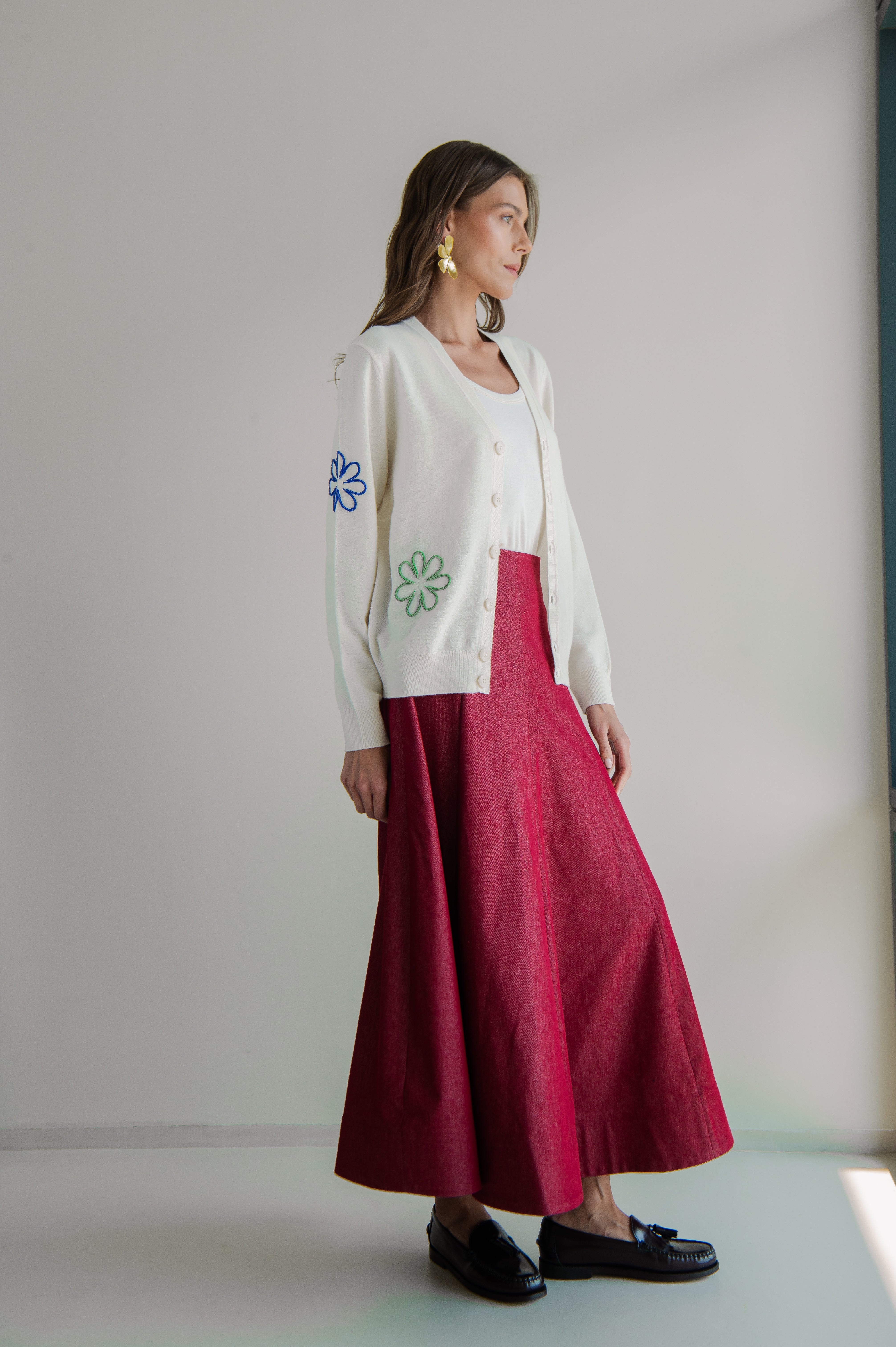 MIA DEEP RED DENIM SKIRT