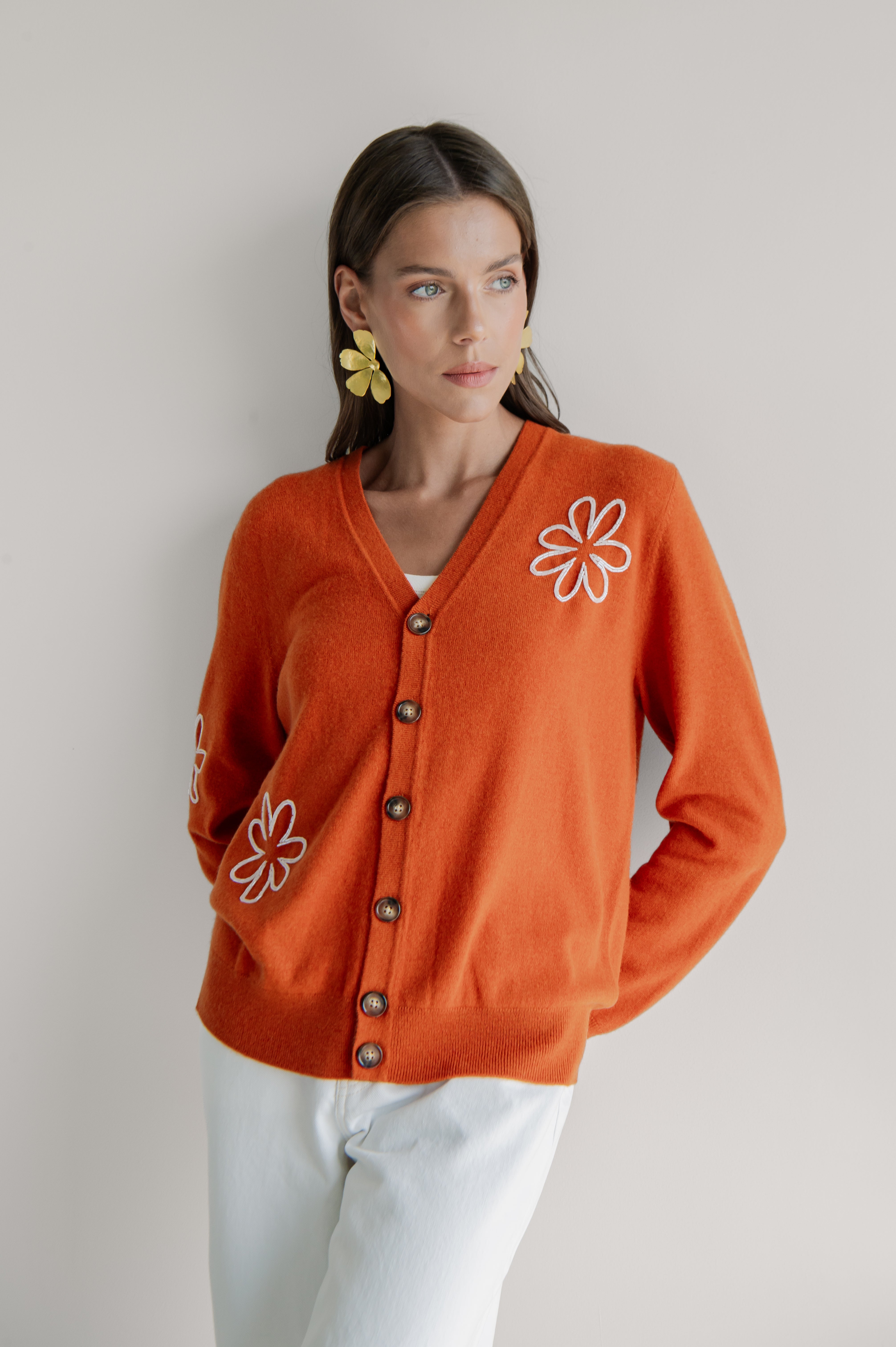 MIA FLOWER CARDIGAN ORANGE