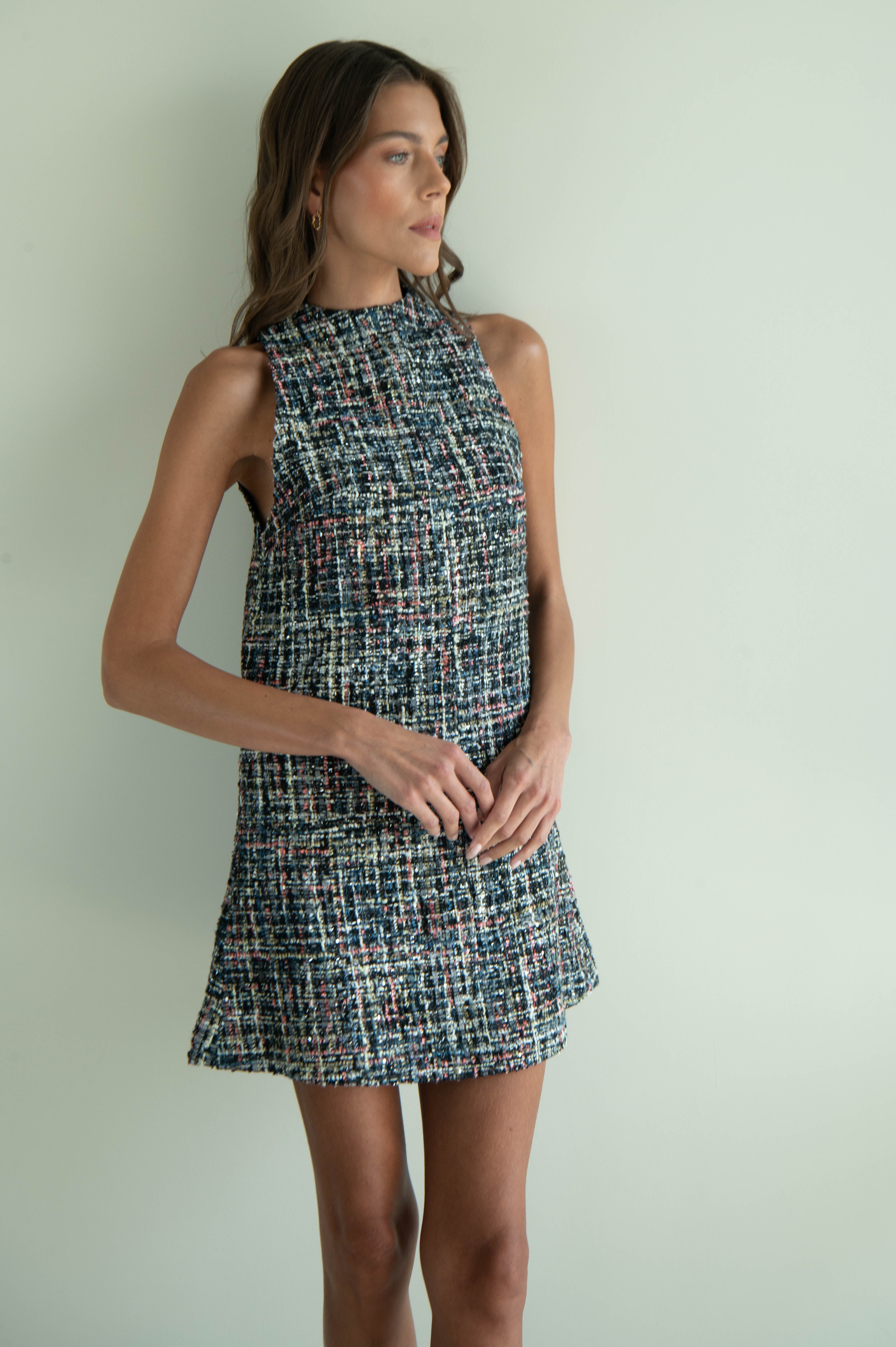 AMELIE SHORT DRESS BLACK MULTI