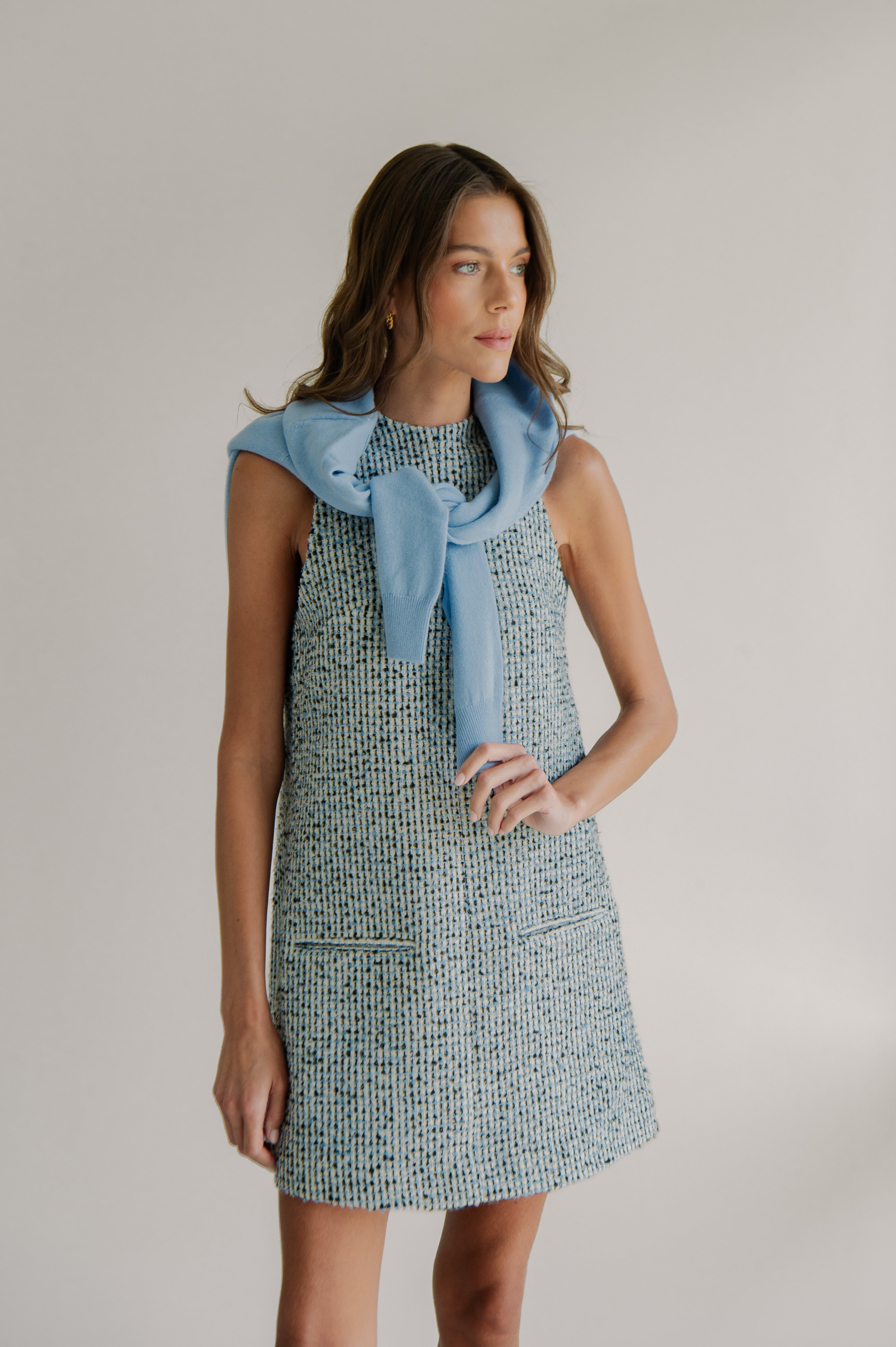 AMELIE SHORT DRESS BABY BLUE MULTI