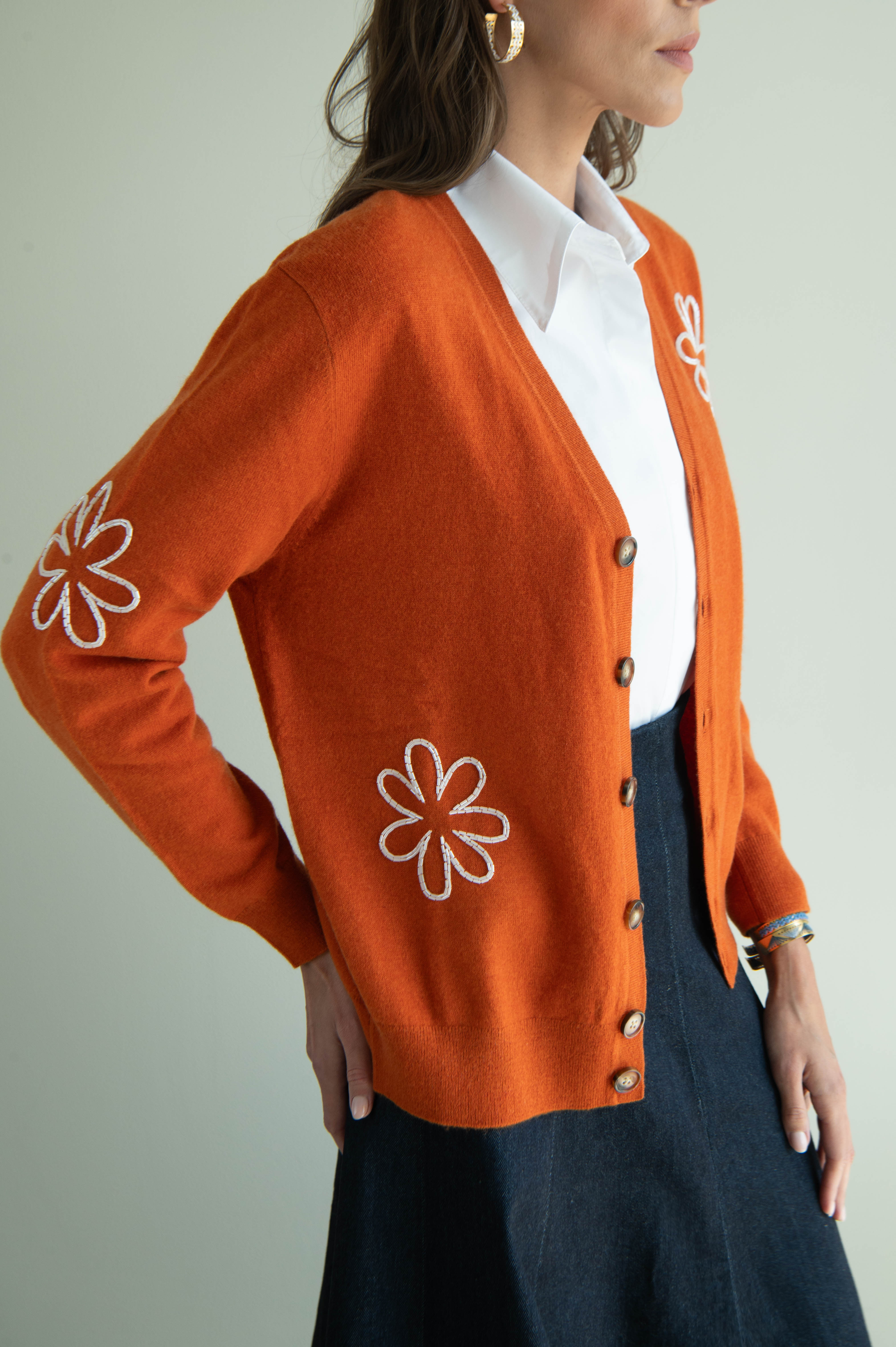 MIA FLOWER CARDIGAN ORANGE