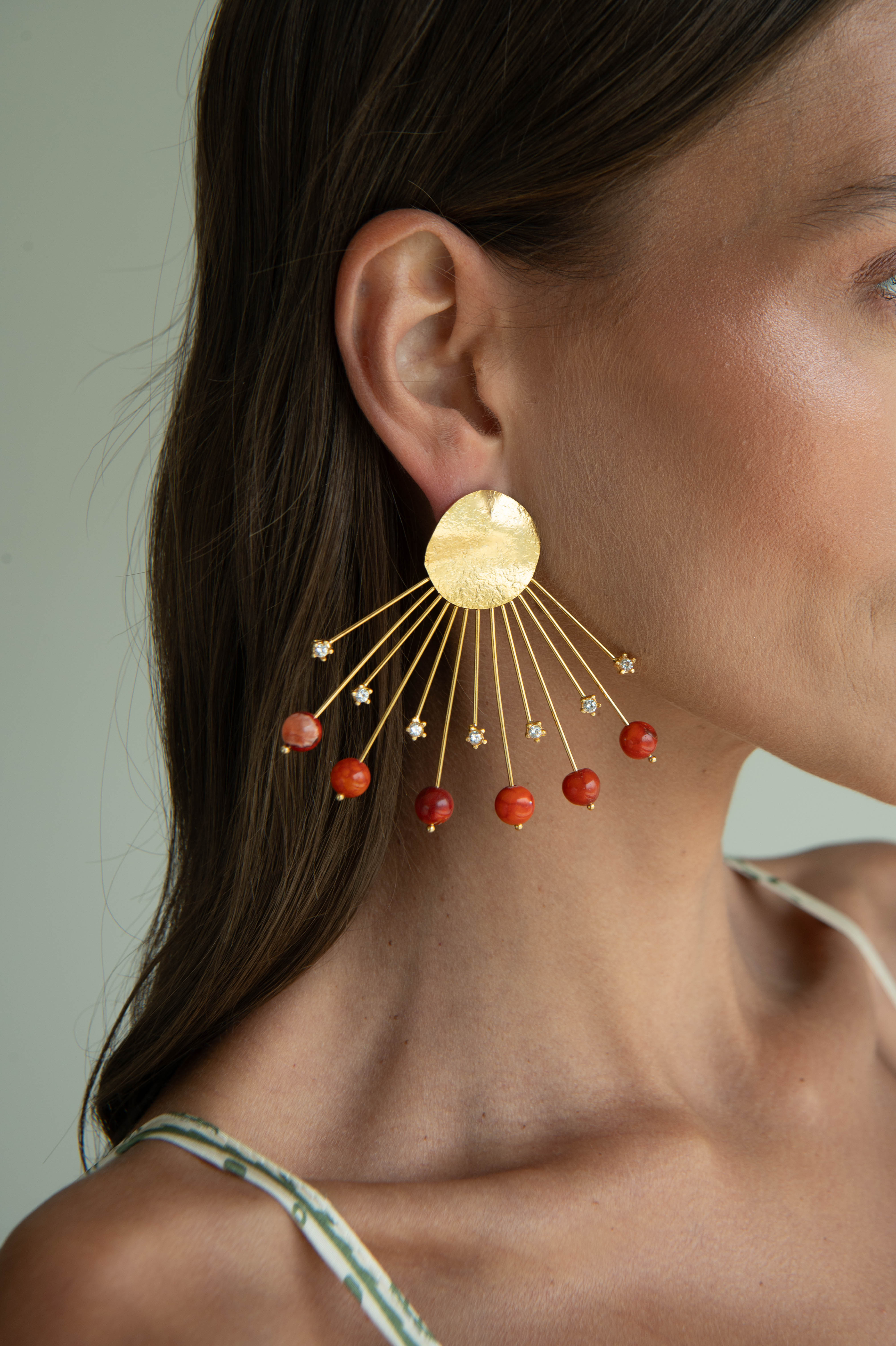 ATELIER NANOU SUN EARRINGS ORANGE