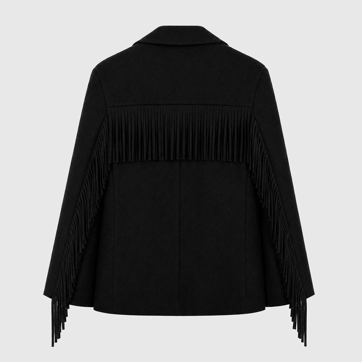 THE HAWIKA FRINGED BLACK BLAZER