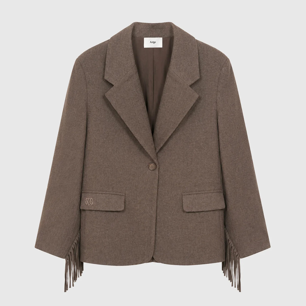 THE HAWIKA FRINGED TAUPE BLAZER