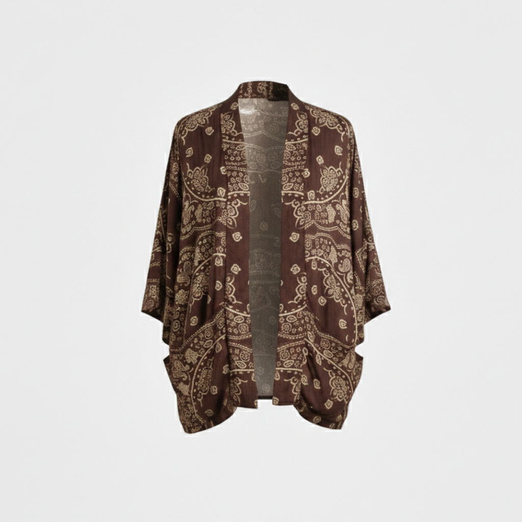 CHICAGO9 KIMONO BANDANA PRINT CHOCOLATE