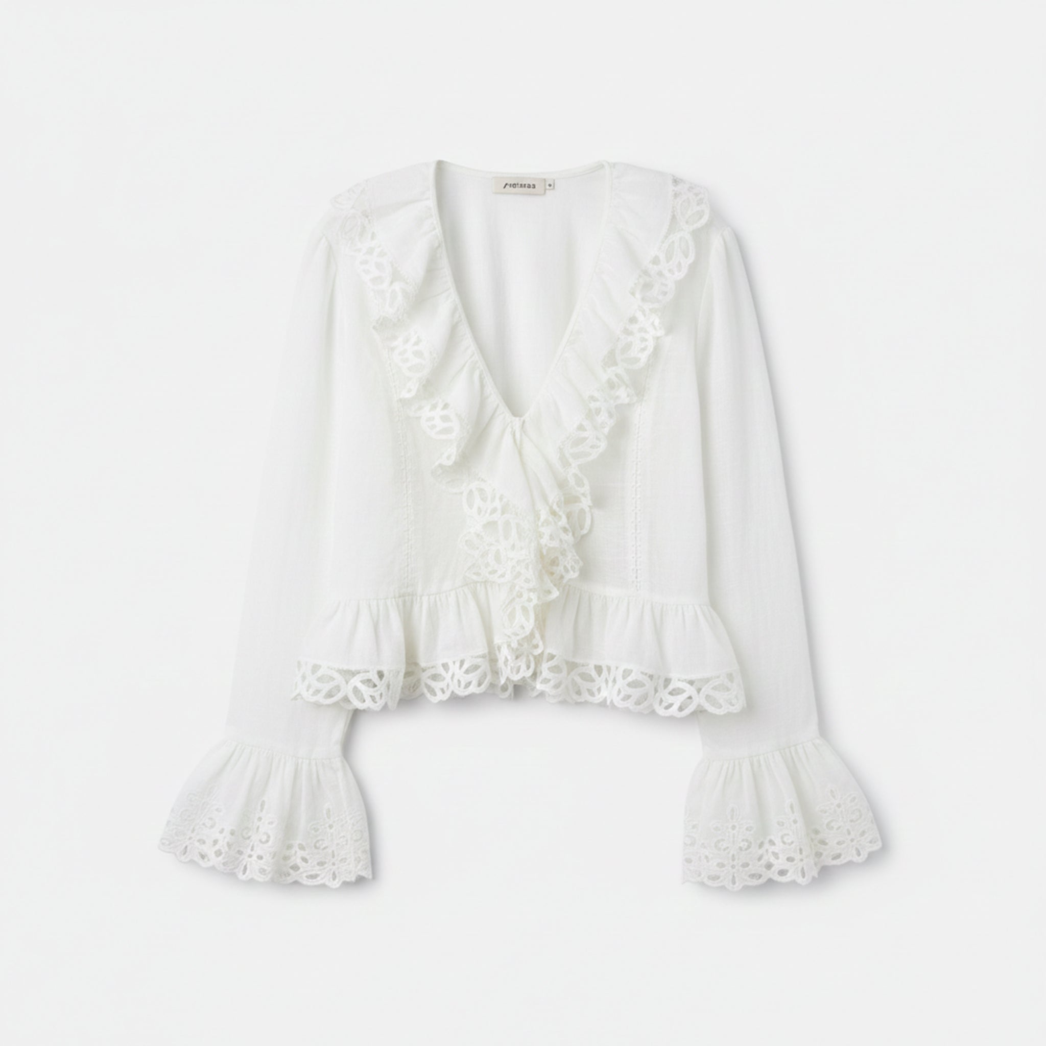 AMALIA COTTON WHITE LONG SLEEVES TOP