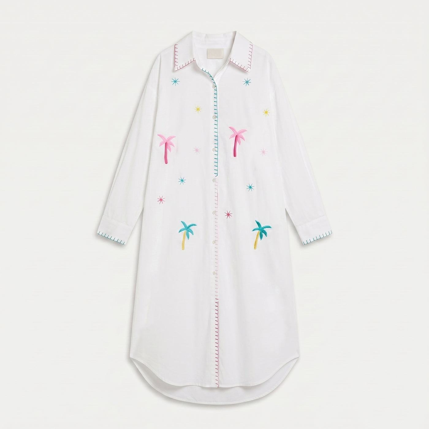 ISLA COTTON SHIRT DRESS WITH EMRBOIDERY WHITE