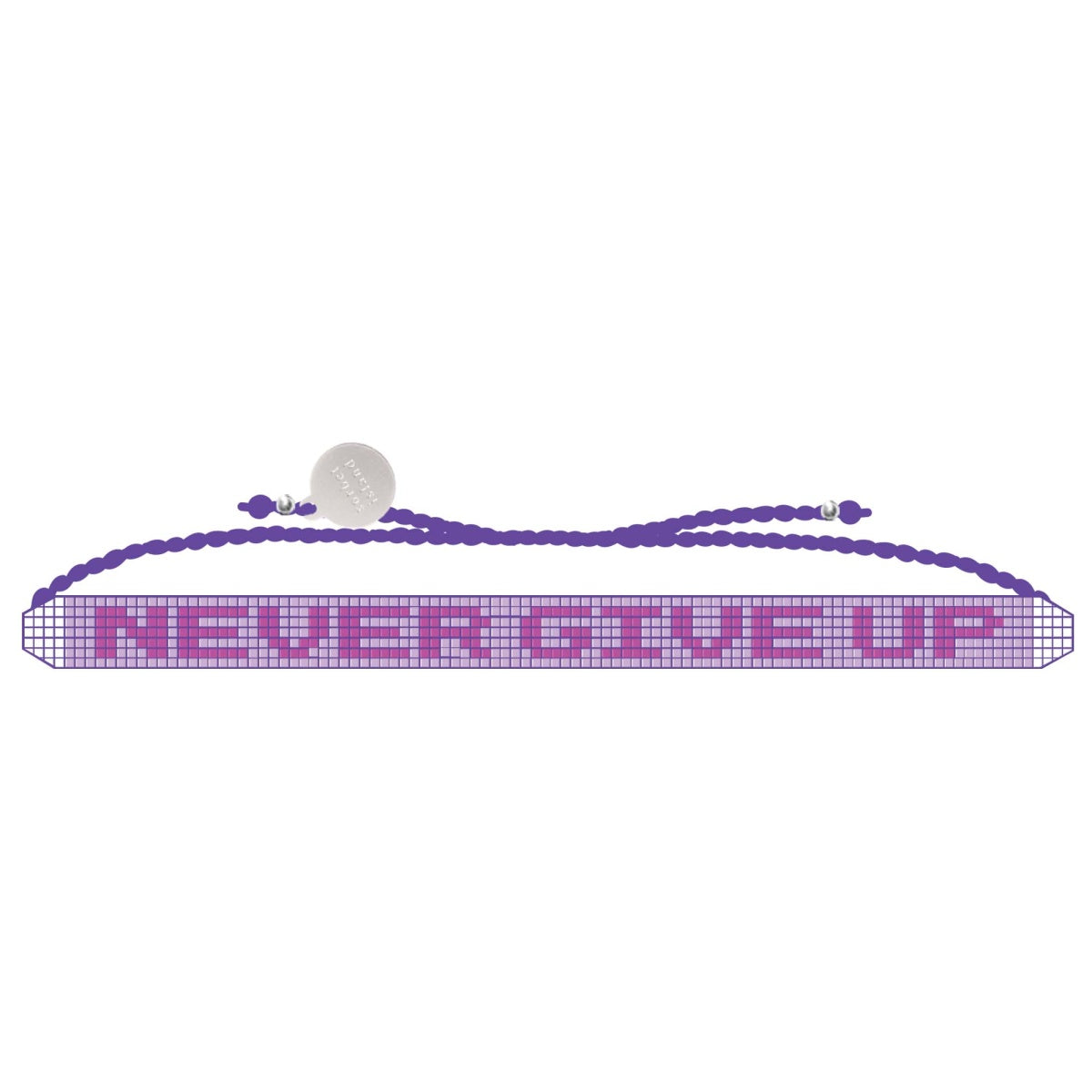 NEVER GIVE UP - Mini Glass Bead Bracelet Lilac