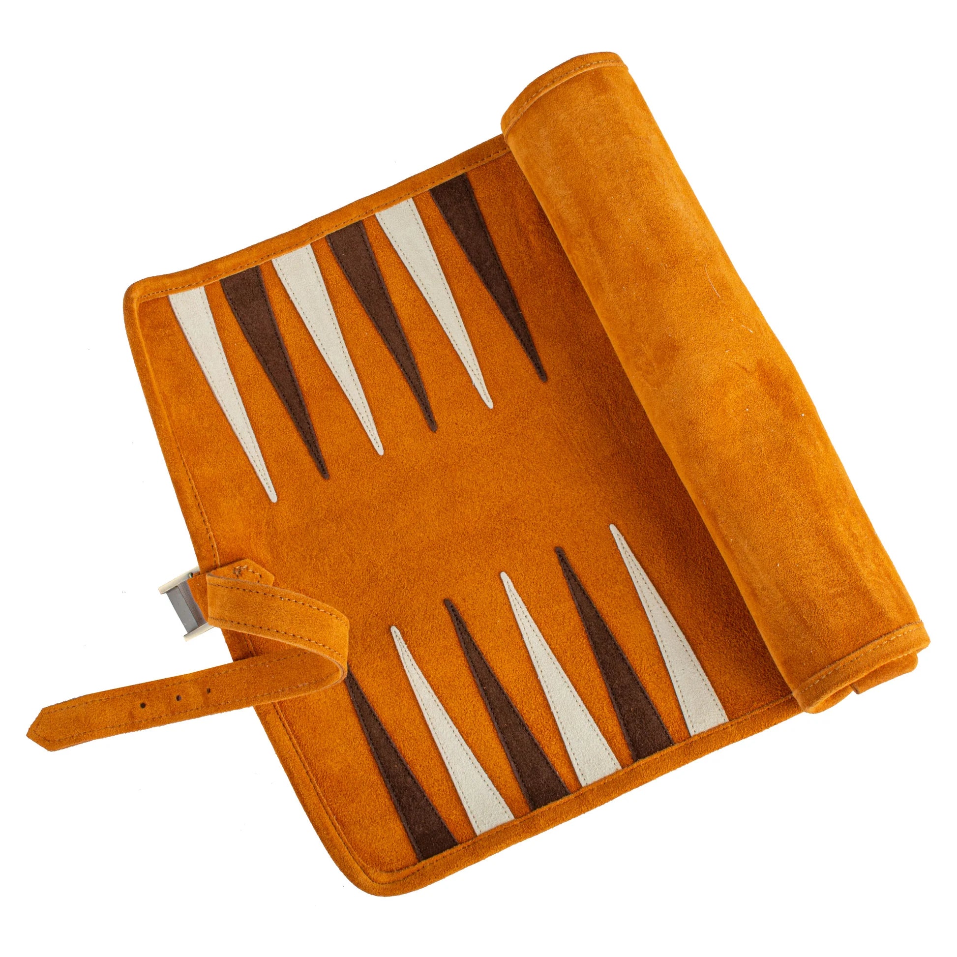PREMIUM HANDCRAFTED DENIM CINNAMON ROLL-UP BACKGAMMON SET