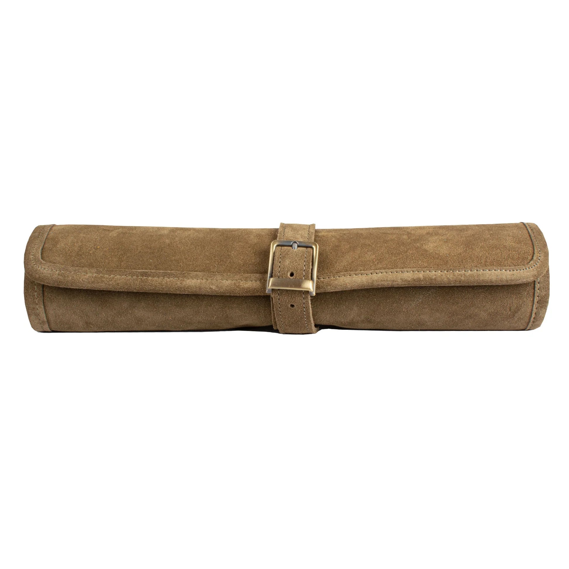 PREMIUM HANDCRAFTED KHAKI SUEDE ROLL-UP BACKGAMMON SET