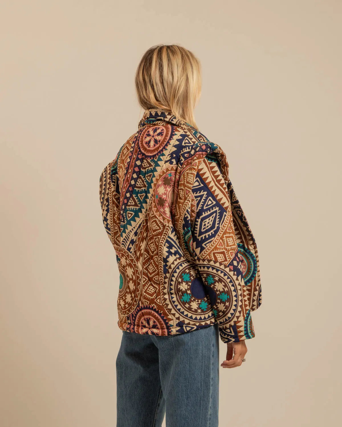 SANFRANSISCO2 VEST KIMONO PRINT INKA NAVY