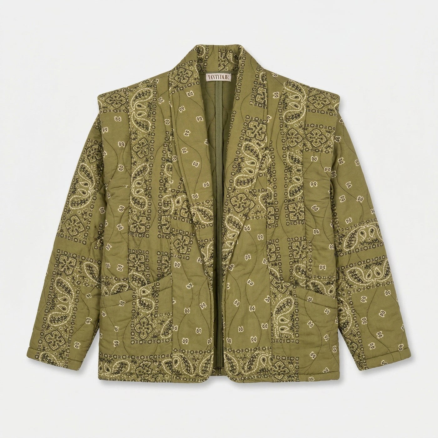 SAN FRANSISCO3 KIMONO VEST BANDANA PRINT OLIVE