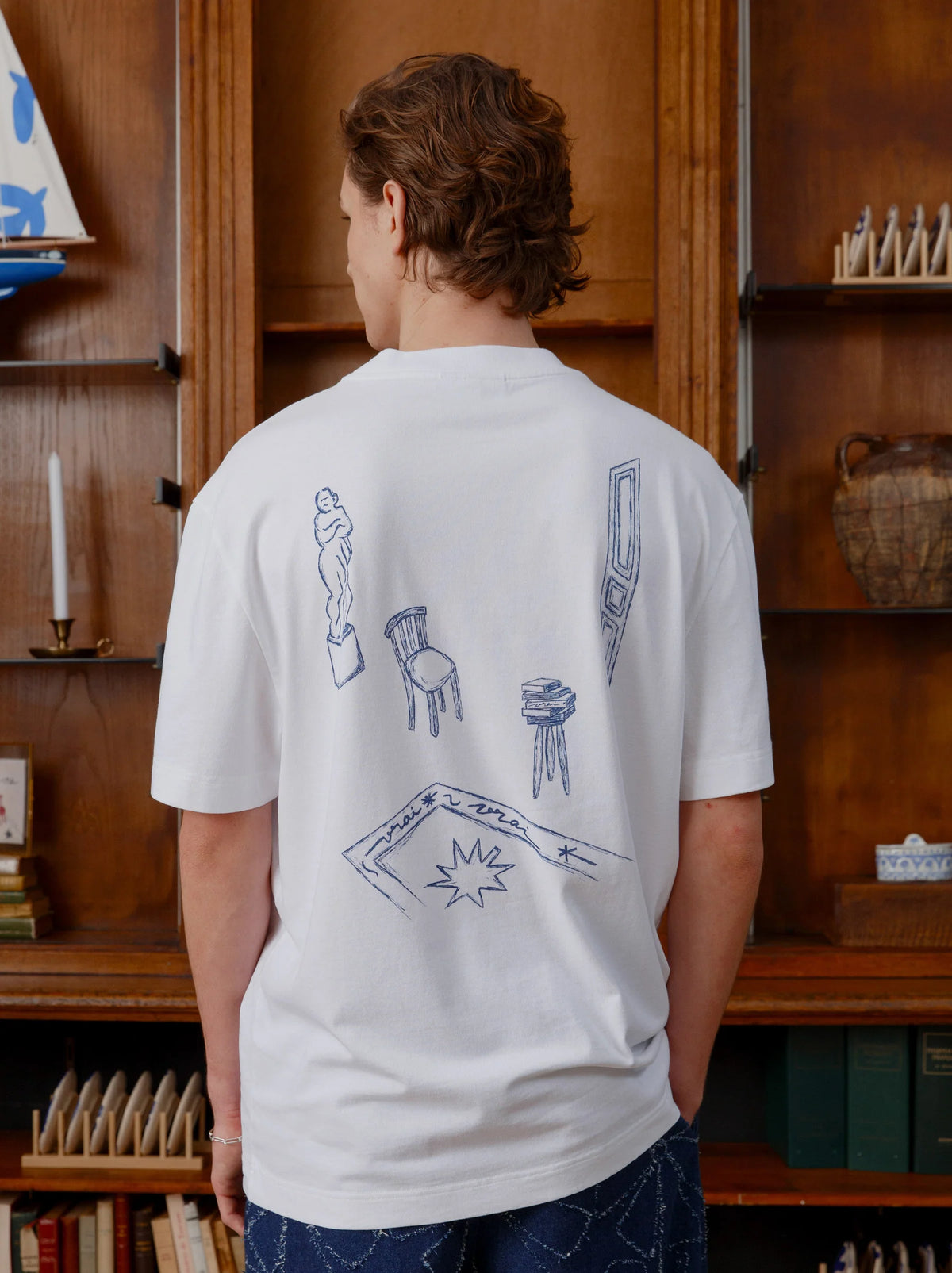 UNISEX T-SHIRT "LE CLUB" ILLUSTRATION WHITE