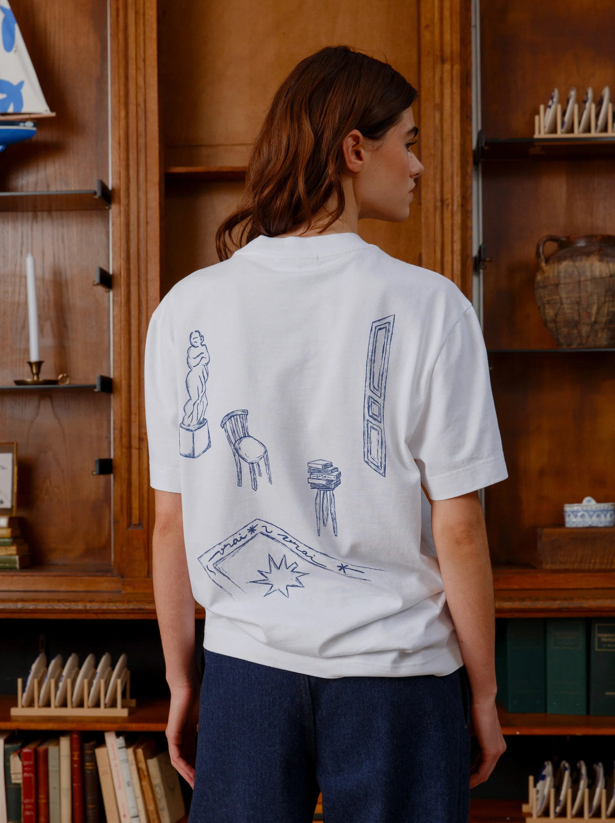 UNISEX T-SHIRT "LE CLUB" ILLUSTRATION WHITE