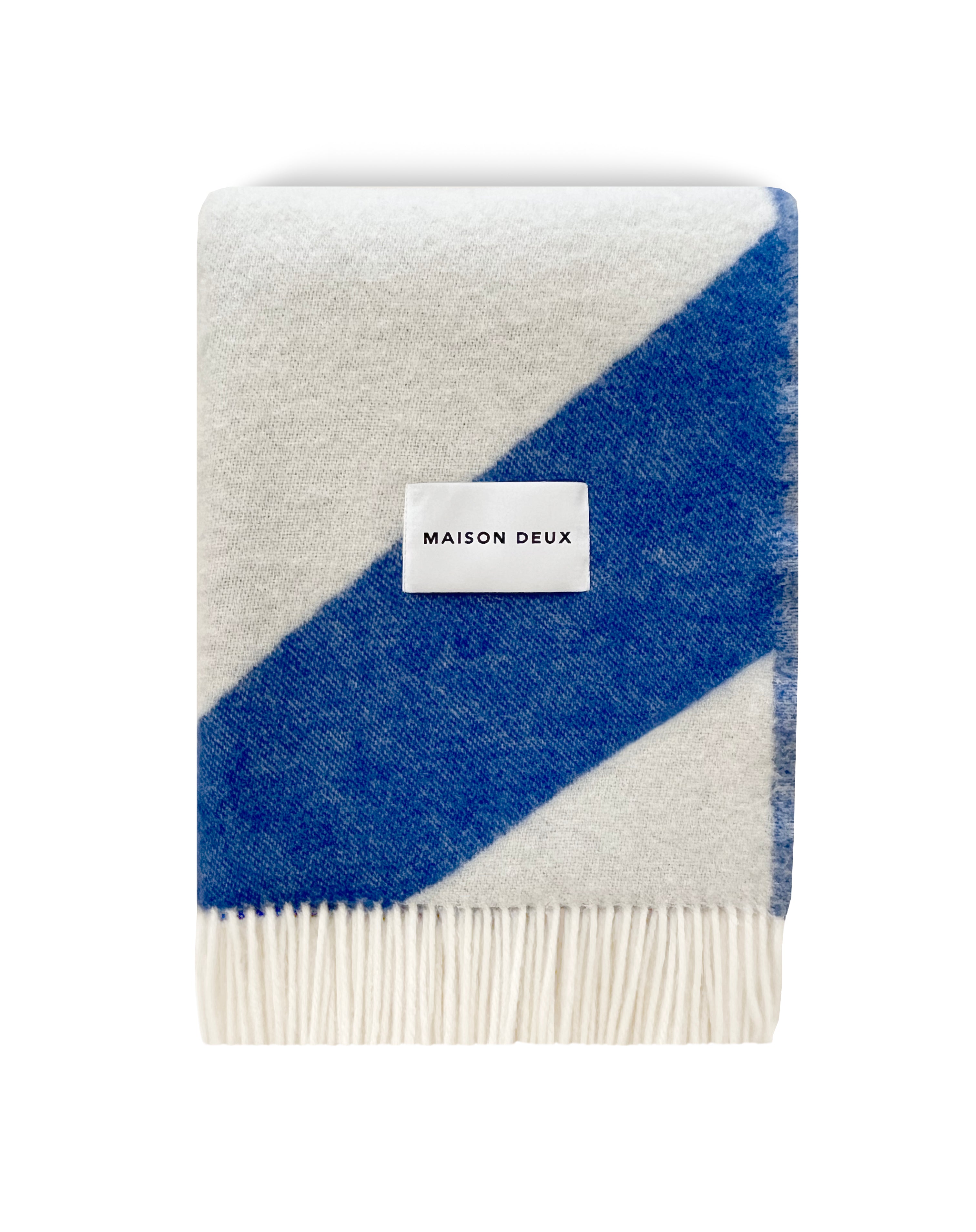 MAISON DEUX CANDY SWIRL BLANKET COBALT BLUE WHITE