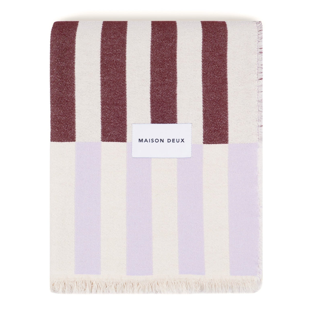 MAISON DEUX TILES BLANKET LILAC BURGUNDY