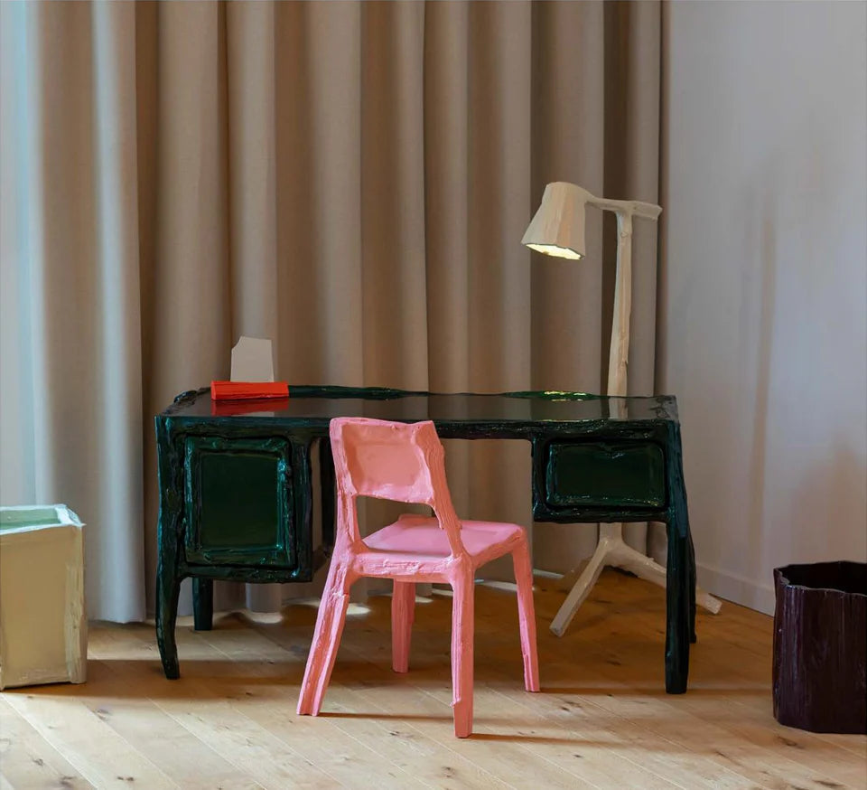 MAISON DEUX SPLITTED CHAIRS BLANKET PINK BORDO COTTON
