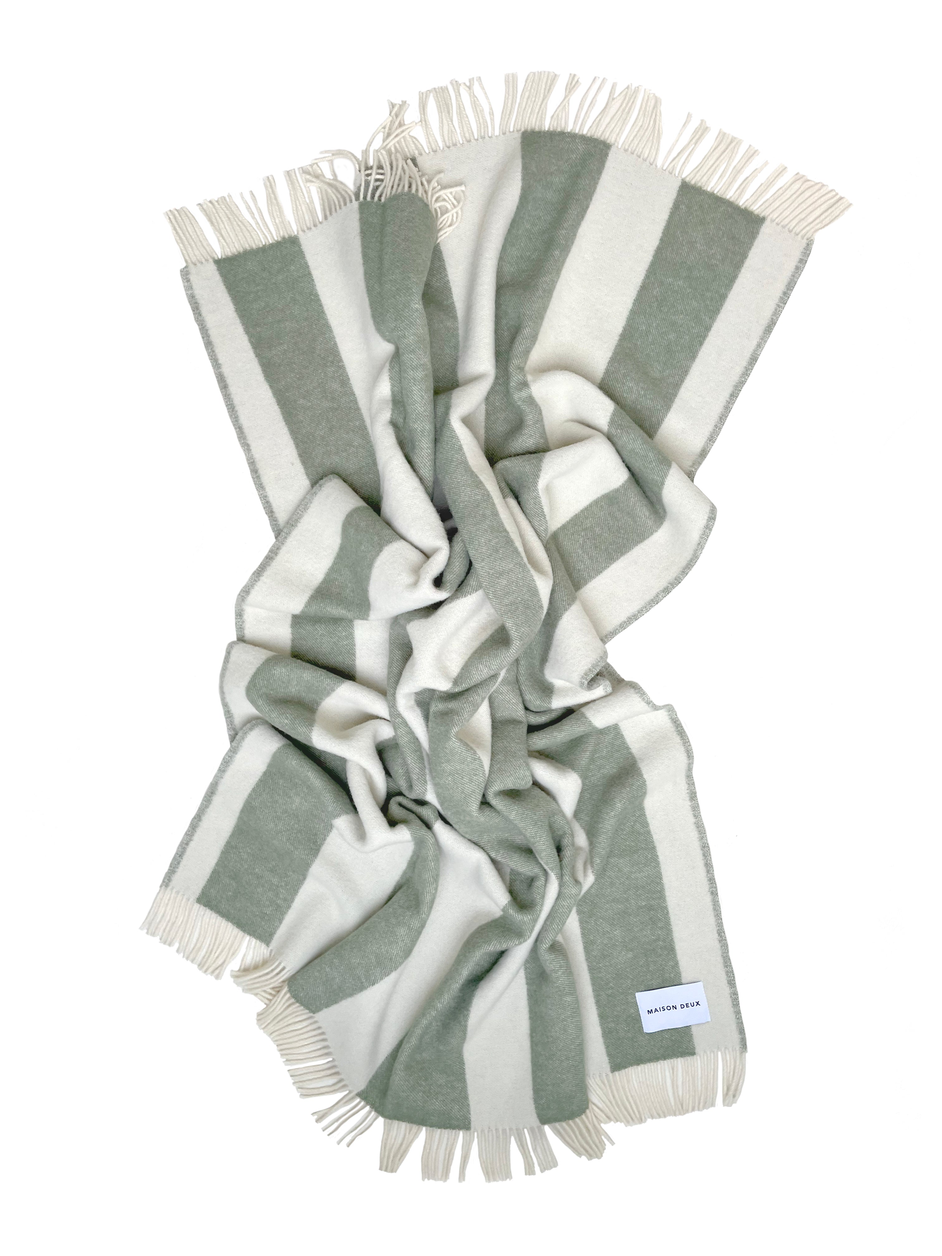 MAISON DEUX ROUGH STRIPE BLANKET AGAVE