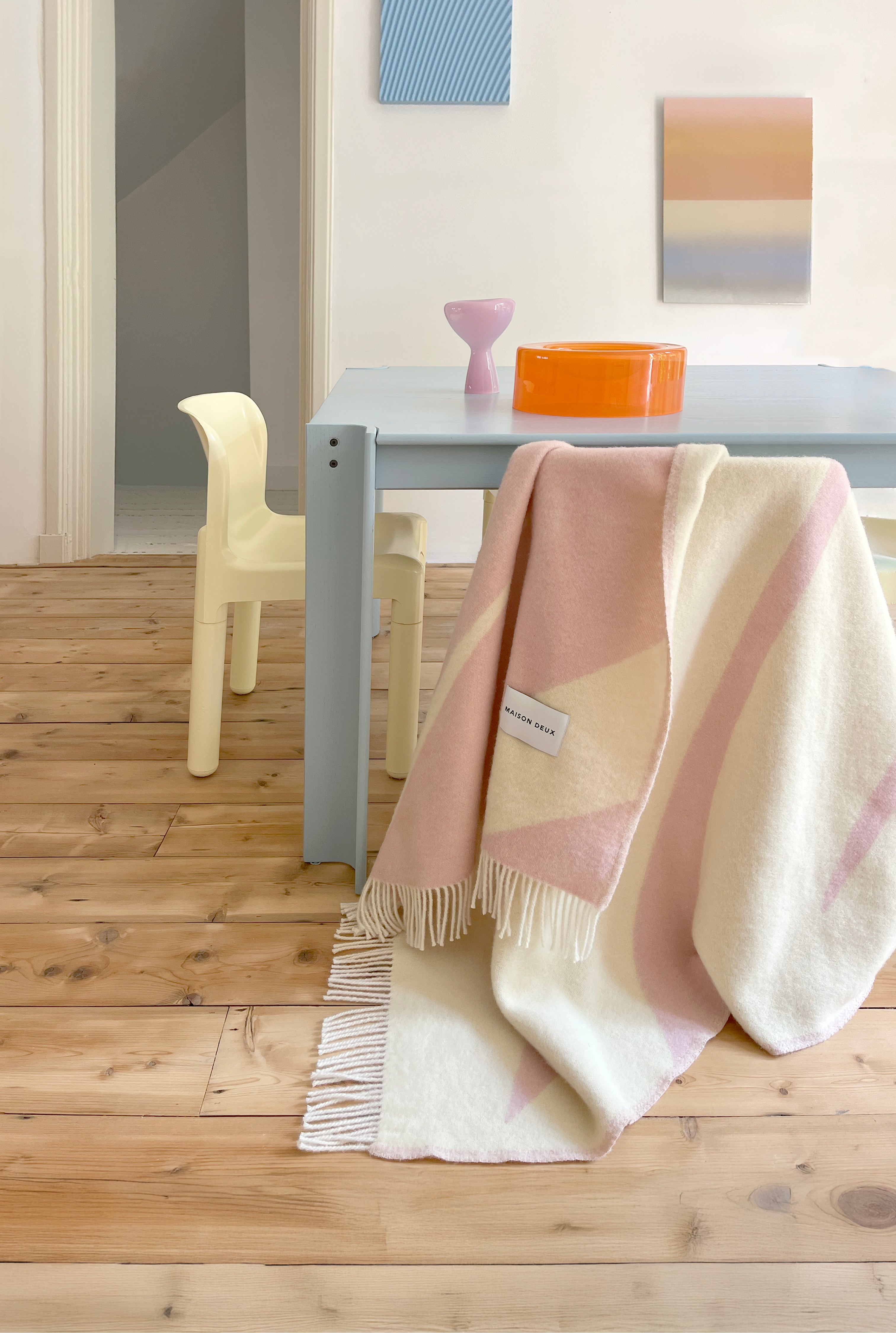 MAISON DEUX CANDY SWIRL BLANKET BUTTER YELLOW PINK