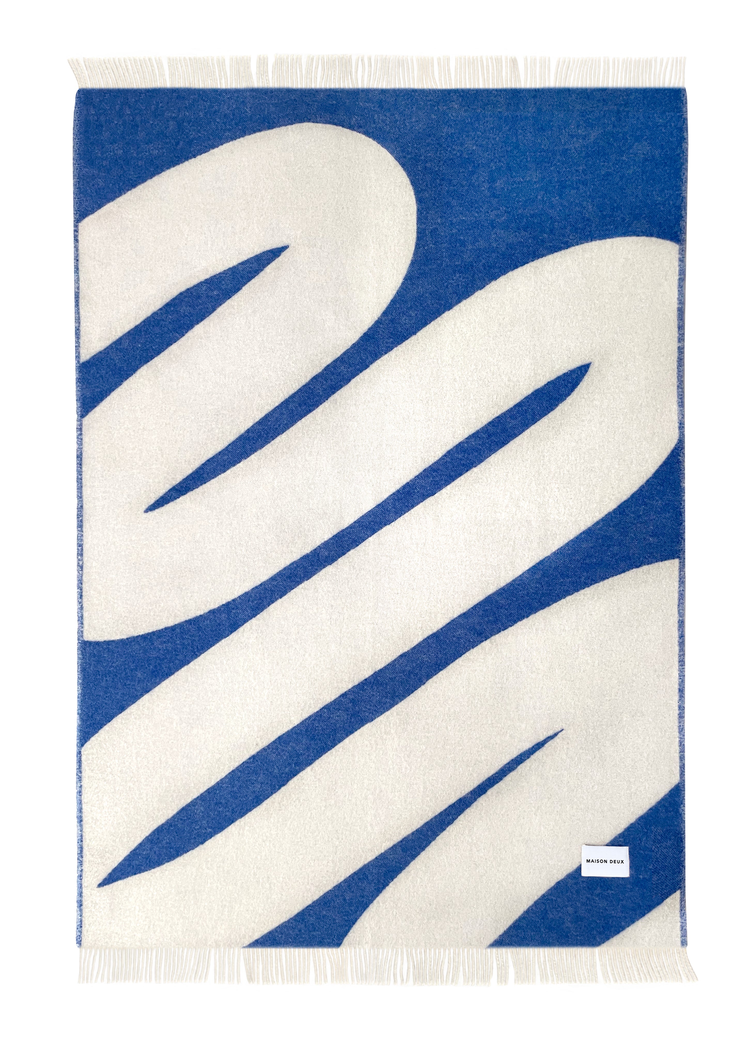 MAISON DEUX CANDY SWIRL BLANKET COBALT BLUE WHITE