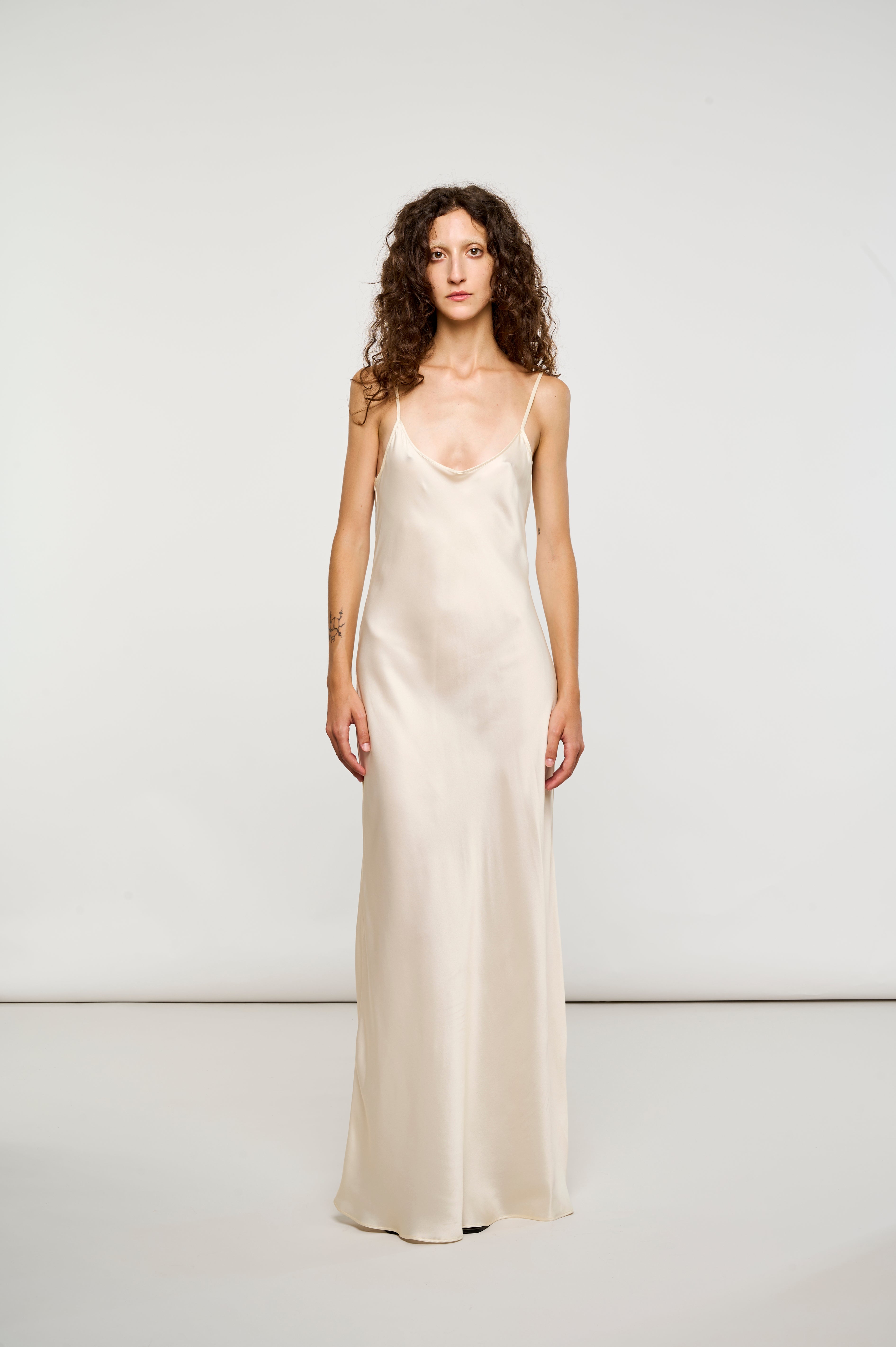 CREAM SILK SATIN DRESS