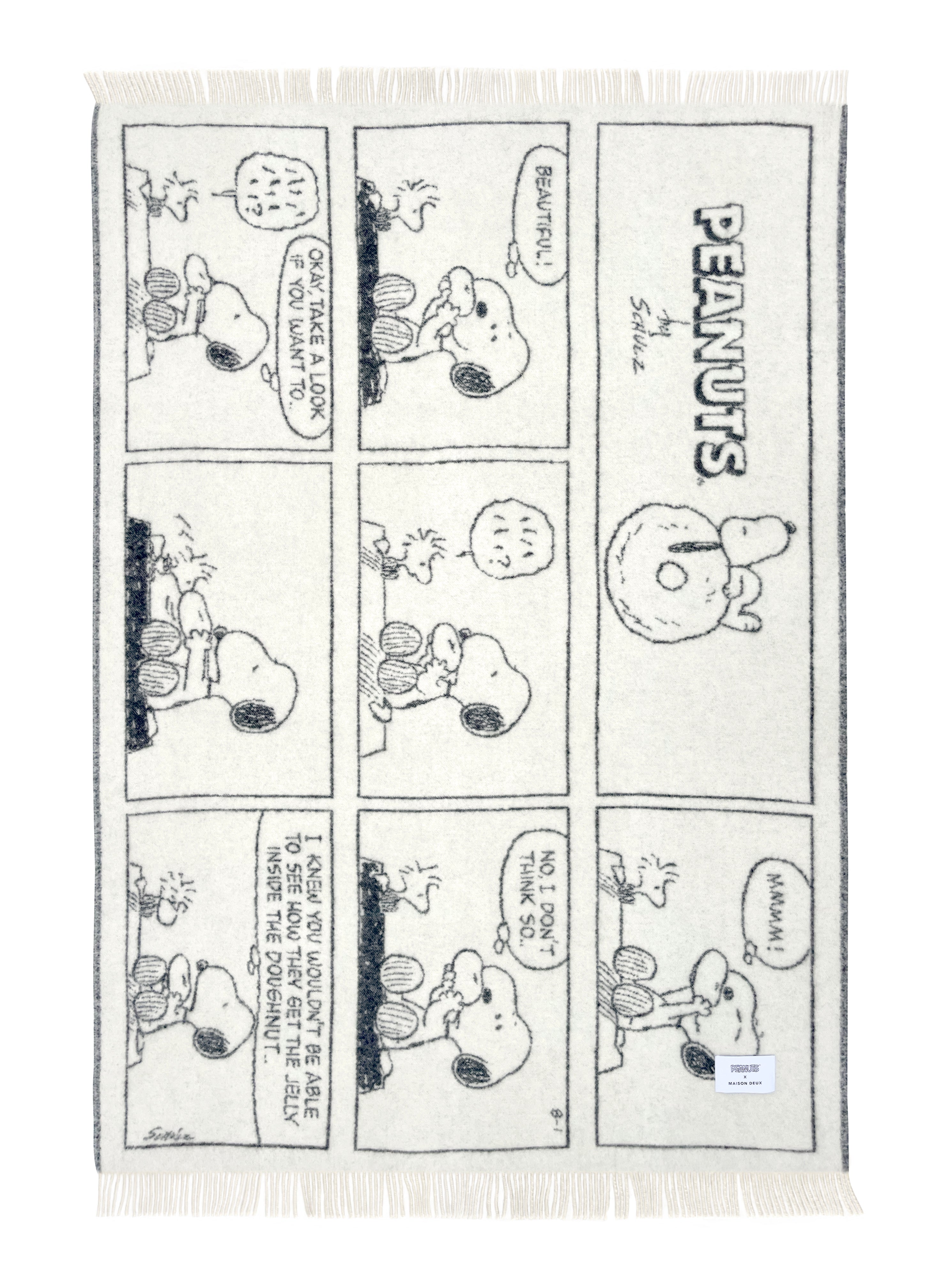 MAISON DEUX PEANUTS BLANKET COMIC DOUGHNUT WHTE BLACK