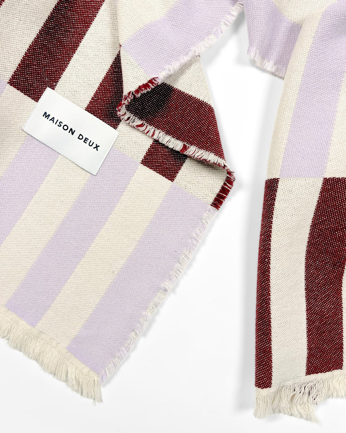 MAISON DEUX TILES BLANKET LILAC BURGUNDY