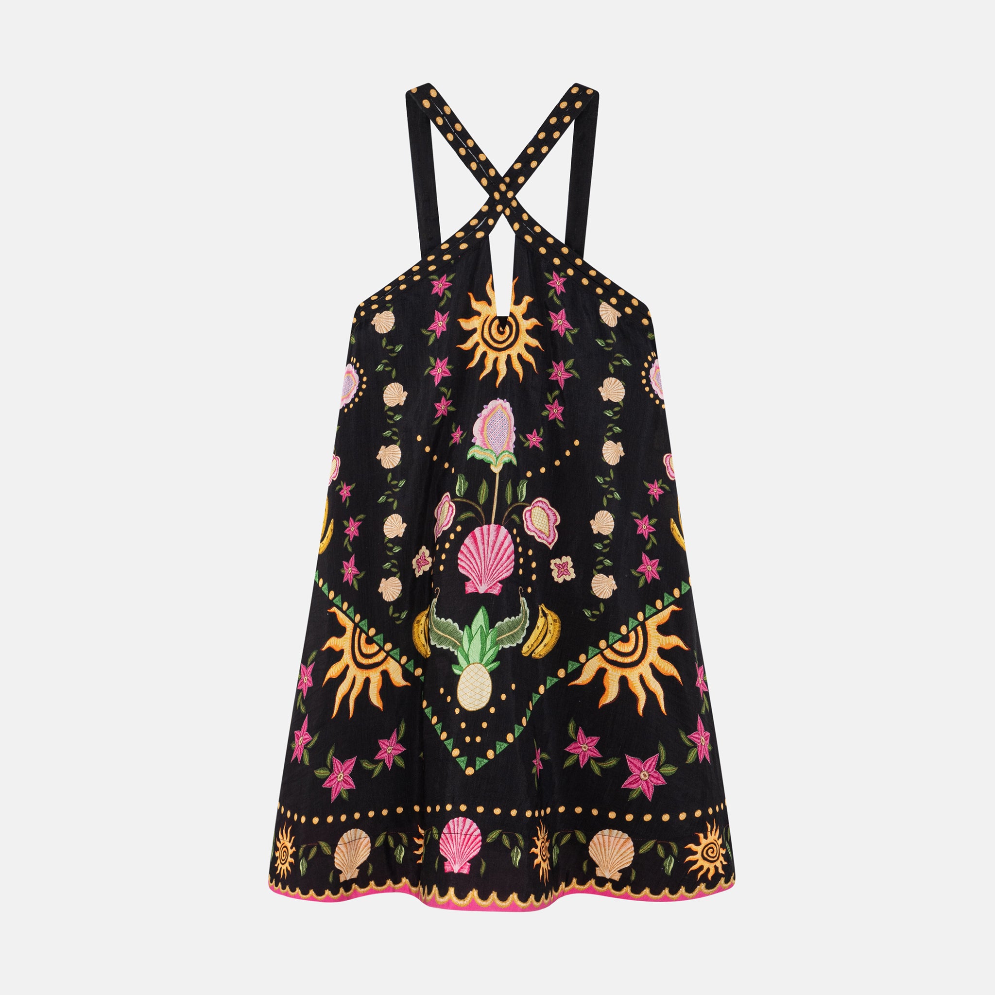 Aida Mini-Seashell Black Short Dress