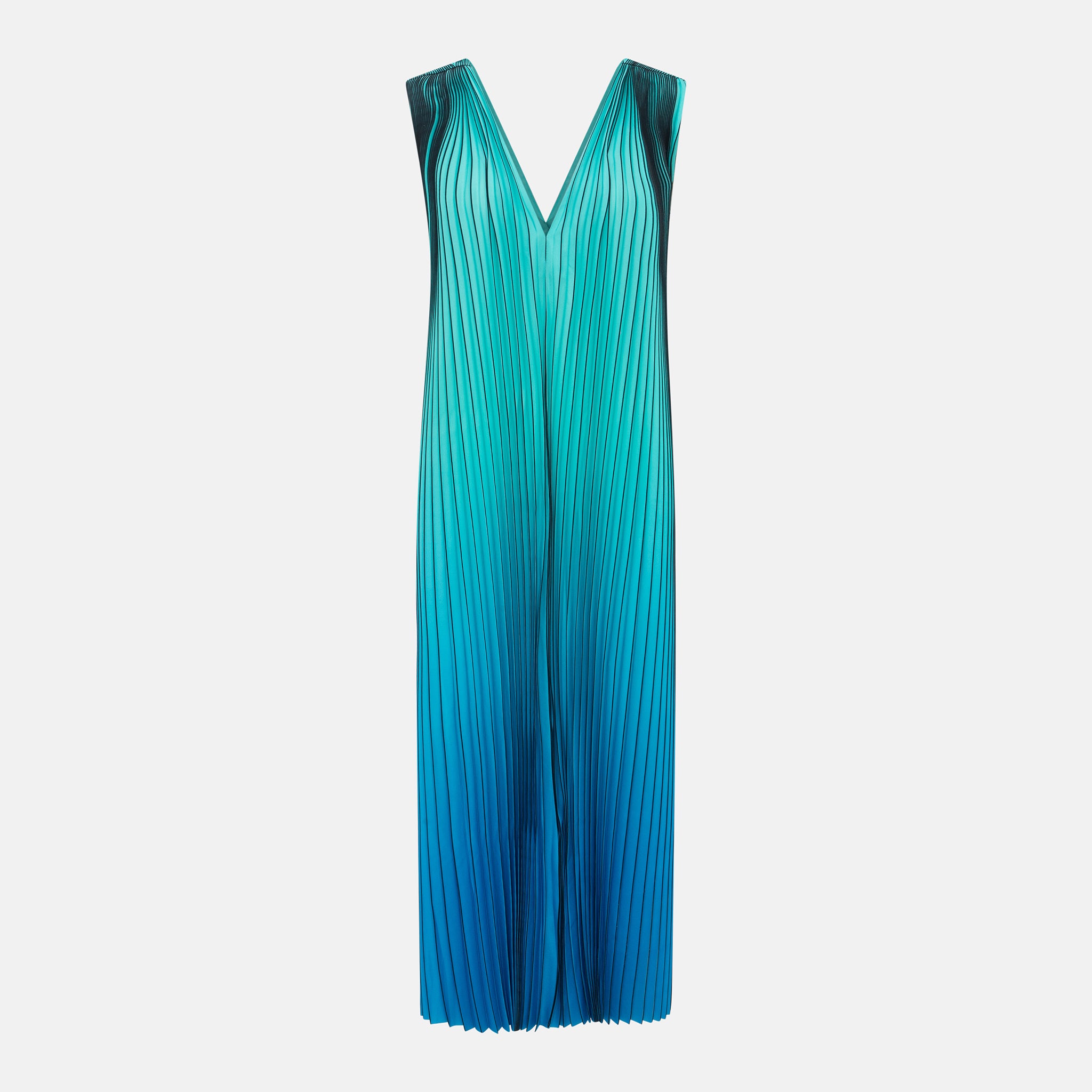 ANNALISA PLEATED LONG DRESS TURQUOISE/BLUE