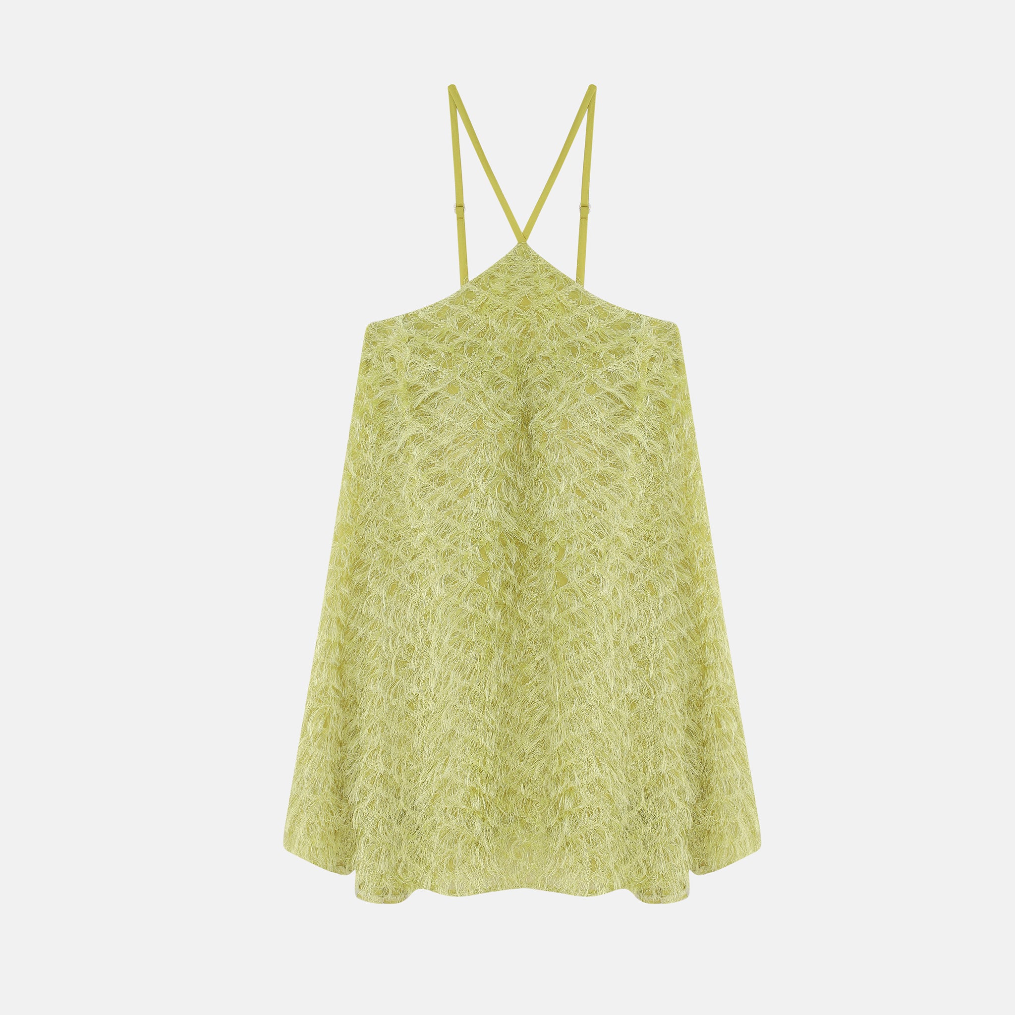 CELINE FRINGES SHORT DRESS LIME
