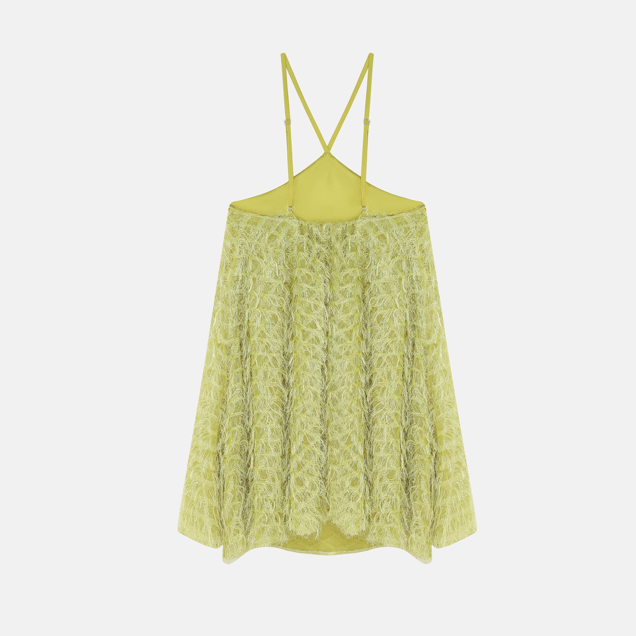 CELINE FRINGES SHORT DRESS LIME