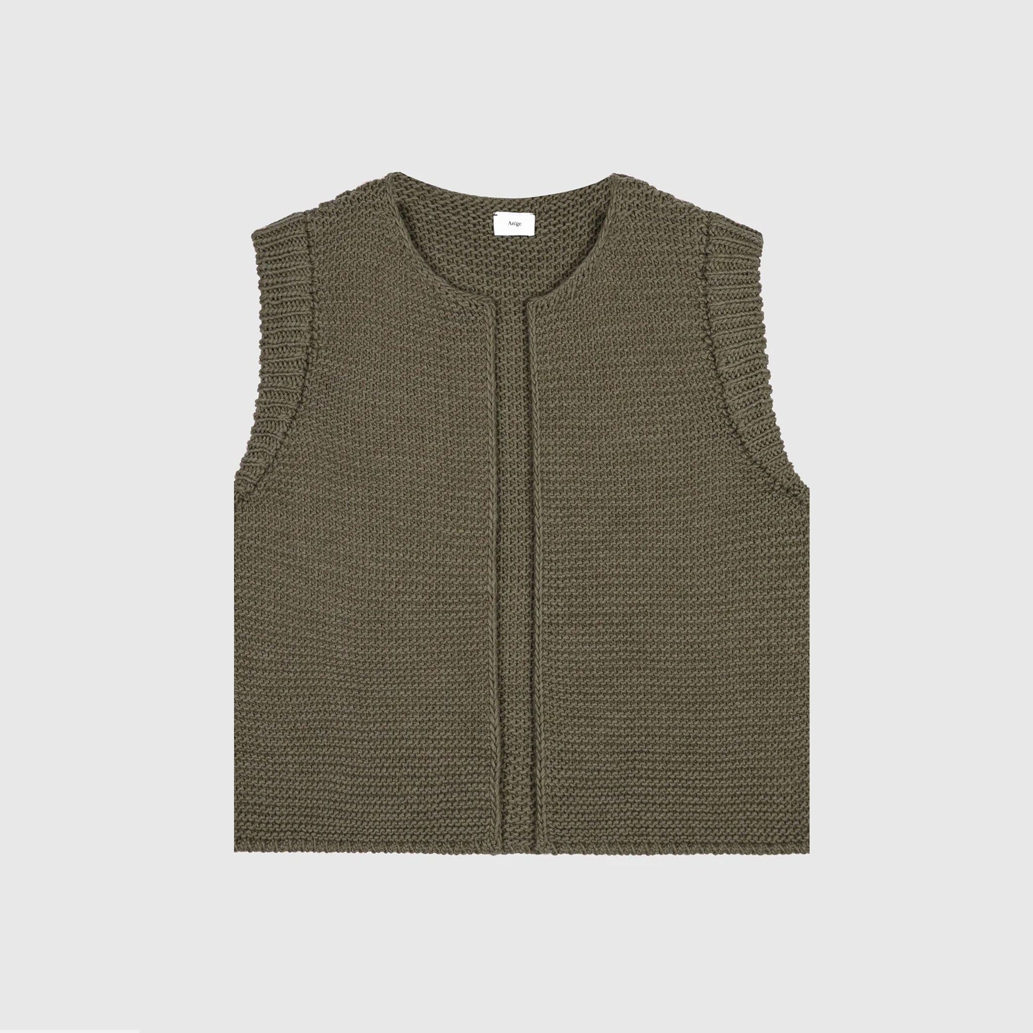 LEGRINGO SLEEVELESS CARDIGAN KHAKI