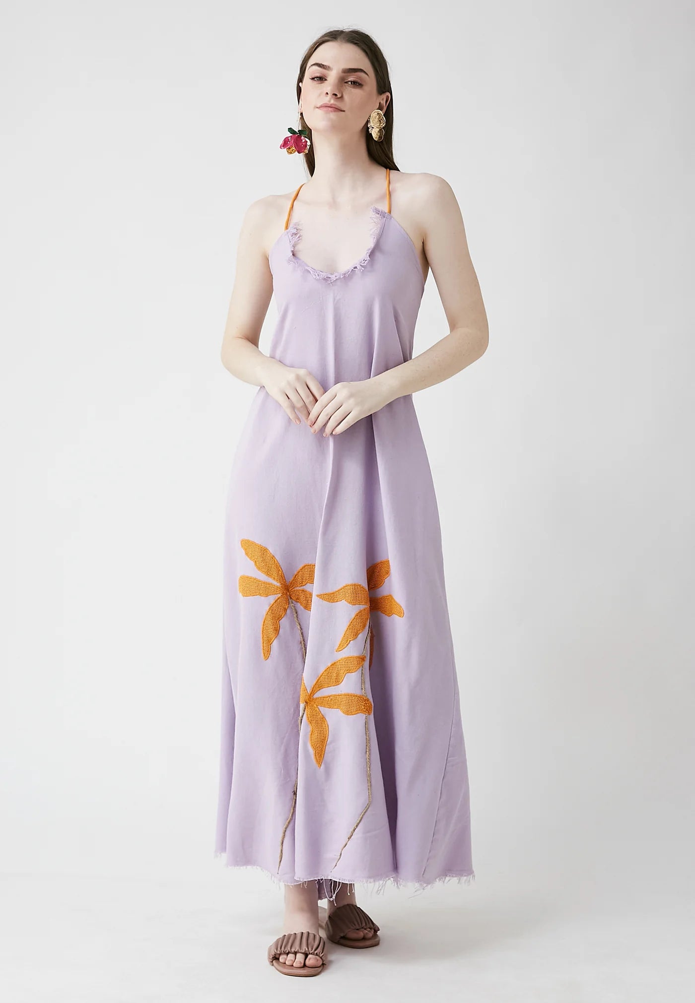 TROPICAL LONG LILAC DRESS