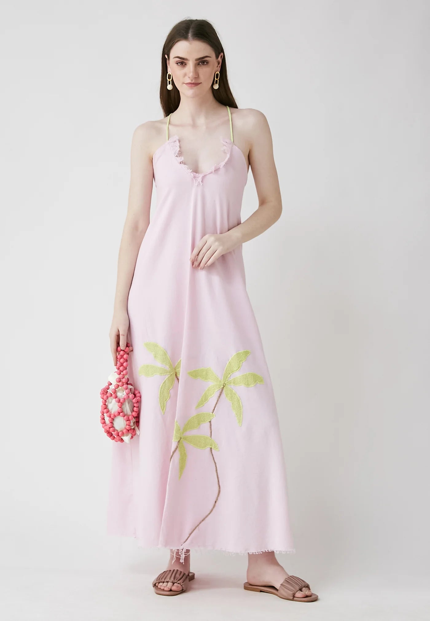TROPICAL LONG PINK DRESS