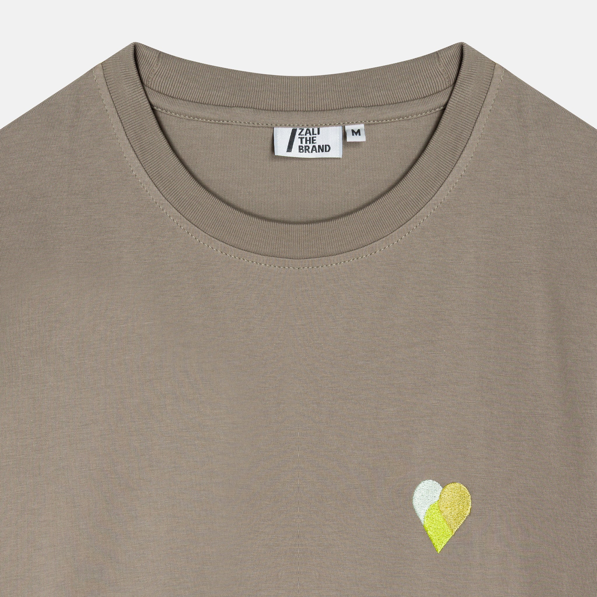 LIME GEOMETRIC HEART 2 T-SHIRT TAUPE