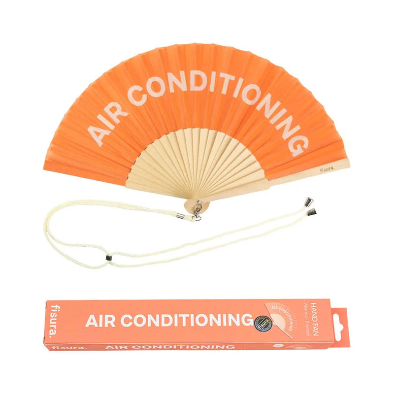 "AIR CONDITIONING" ORANGE HAND FAN